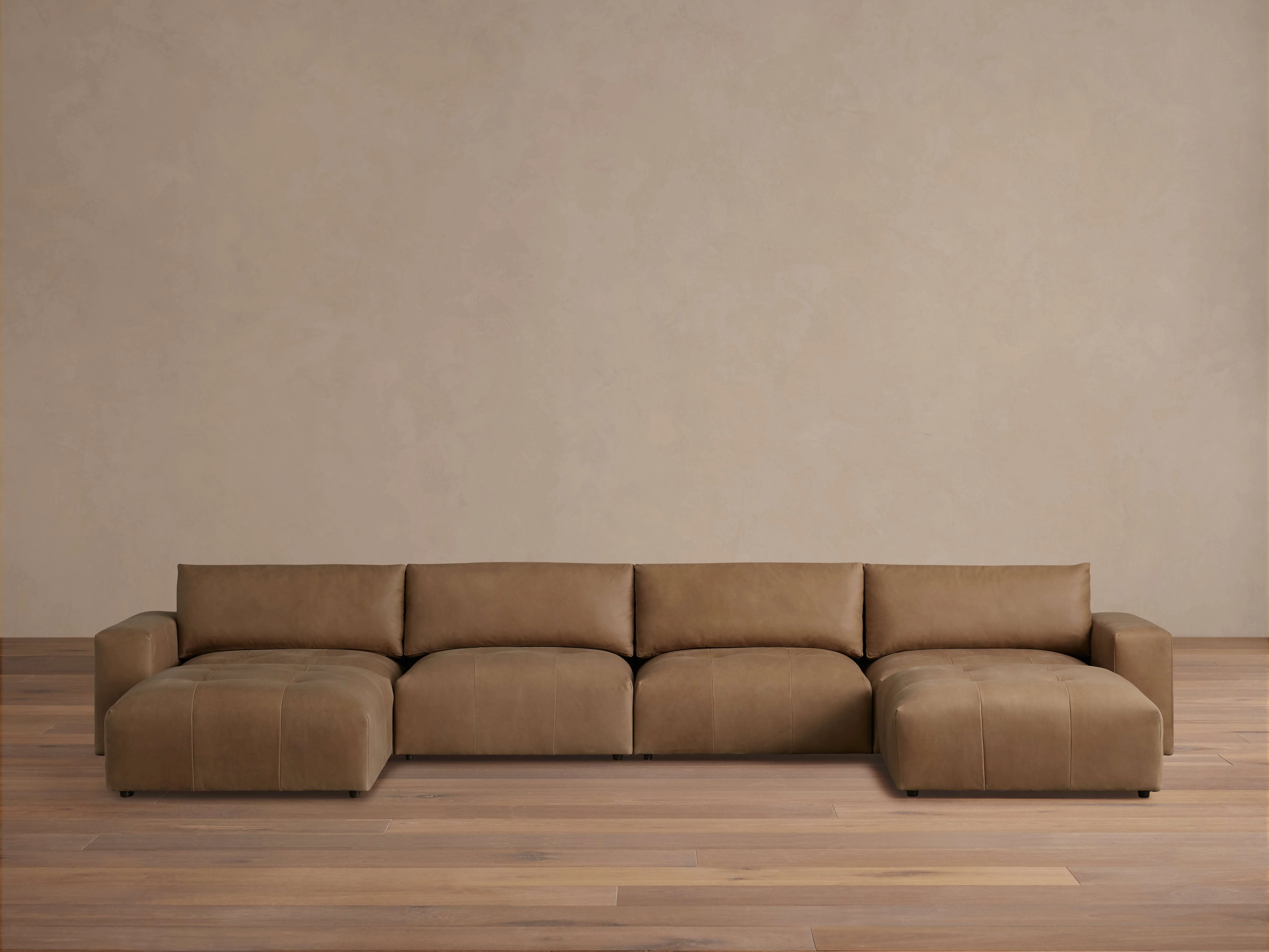 Keegan Leather Six-Piece Sectional