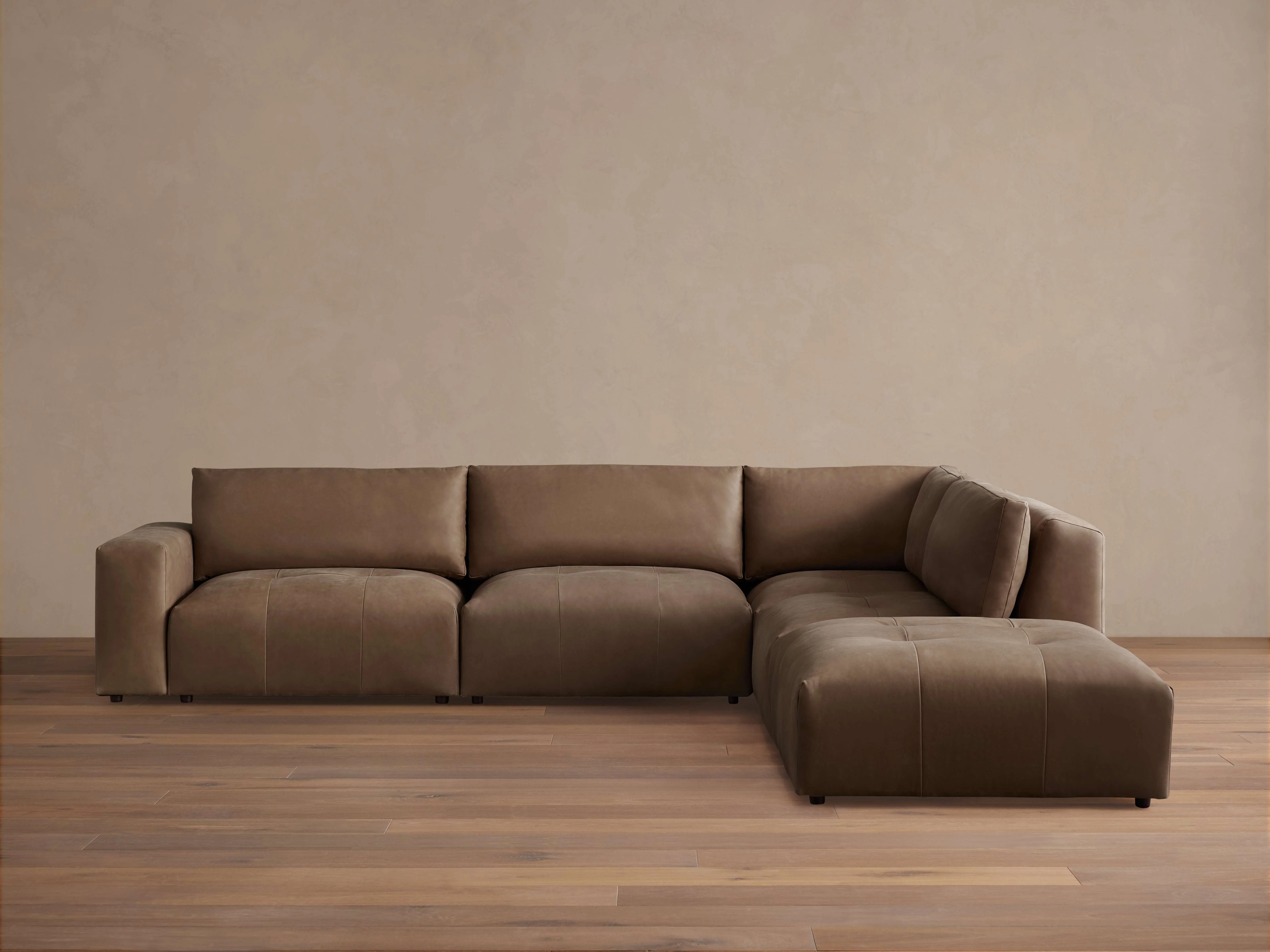 Keegan Leather Five-Piece Sectional