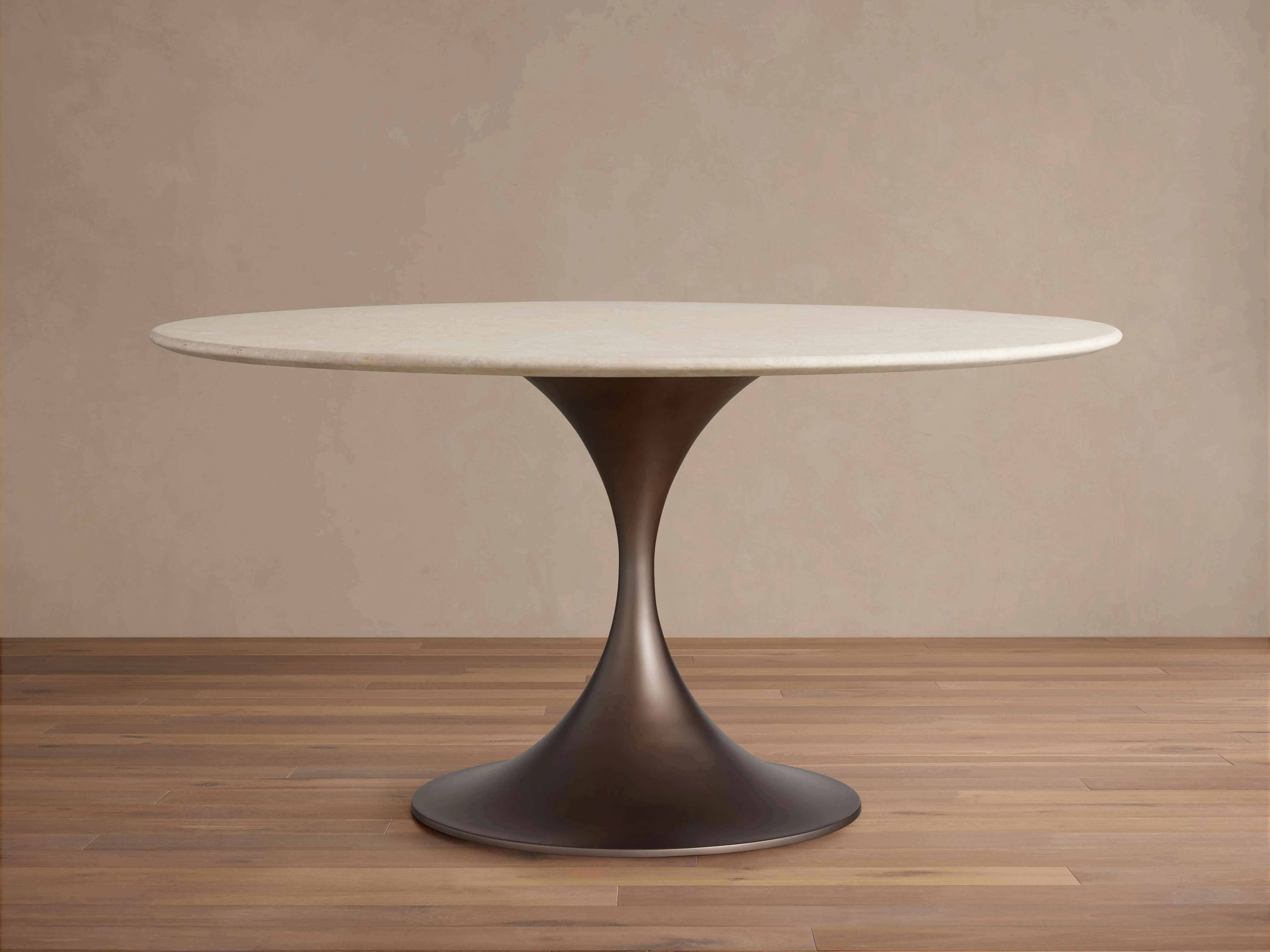 Saint Germain Round Stone Dining Table with Launette Base