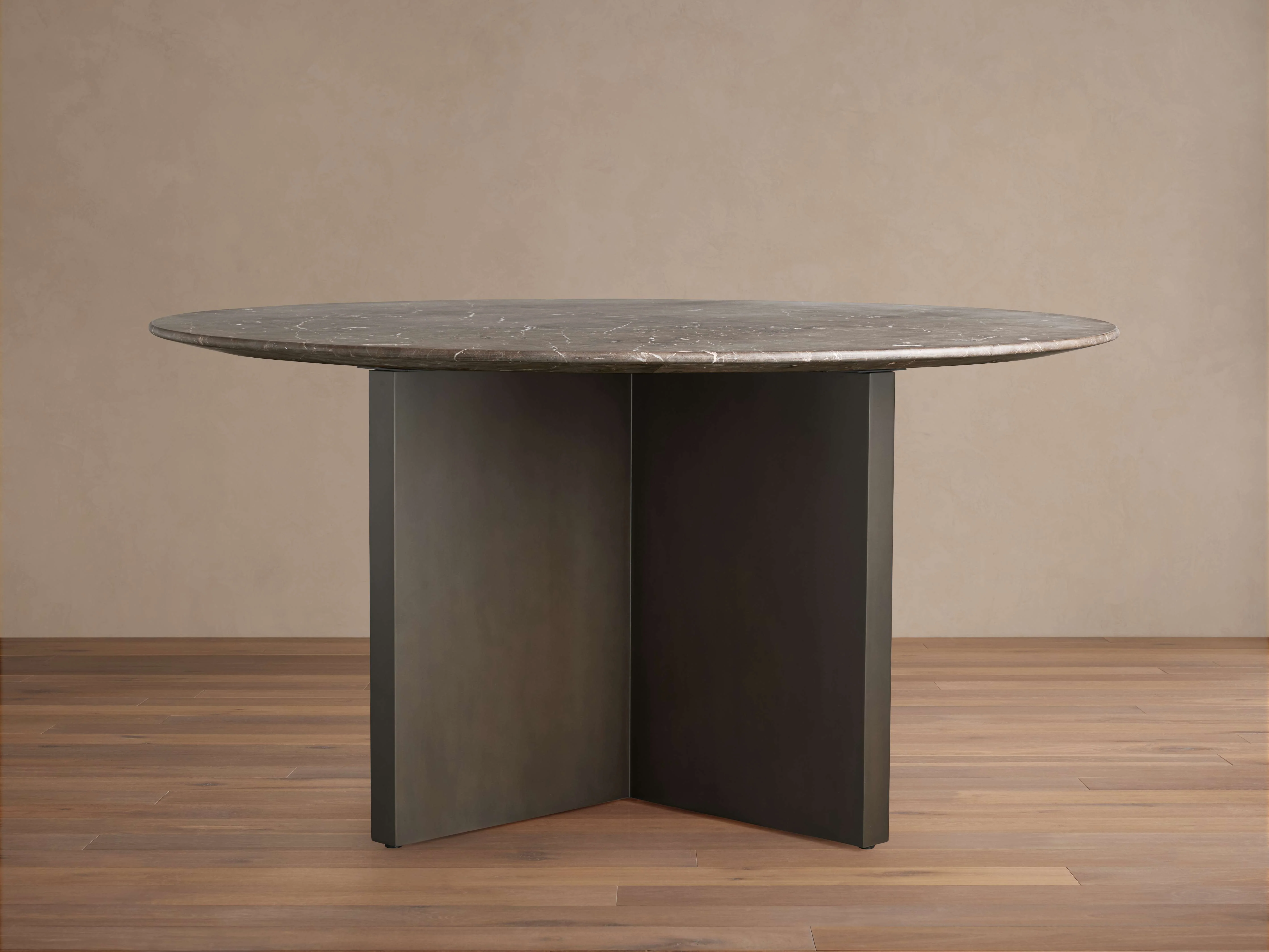 Saint Germain Round Stone Dining Table with Clement Base