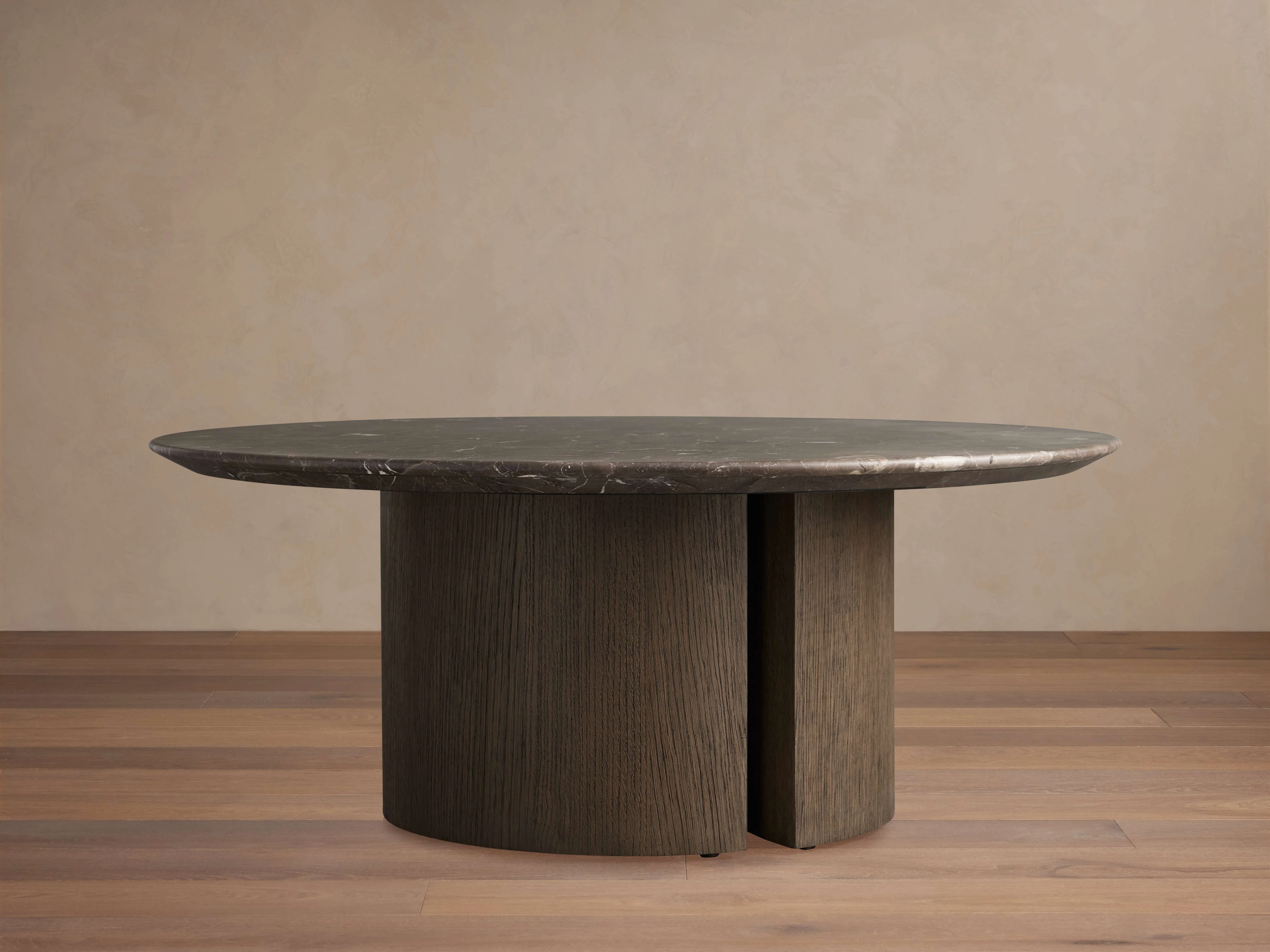 Saint Germain Round Stone Coffee Table with Dauphine Base