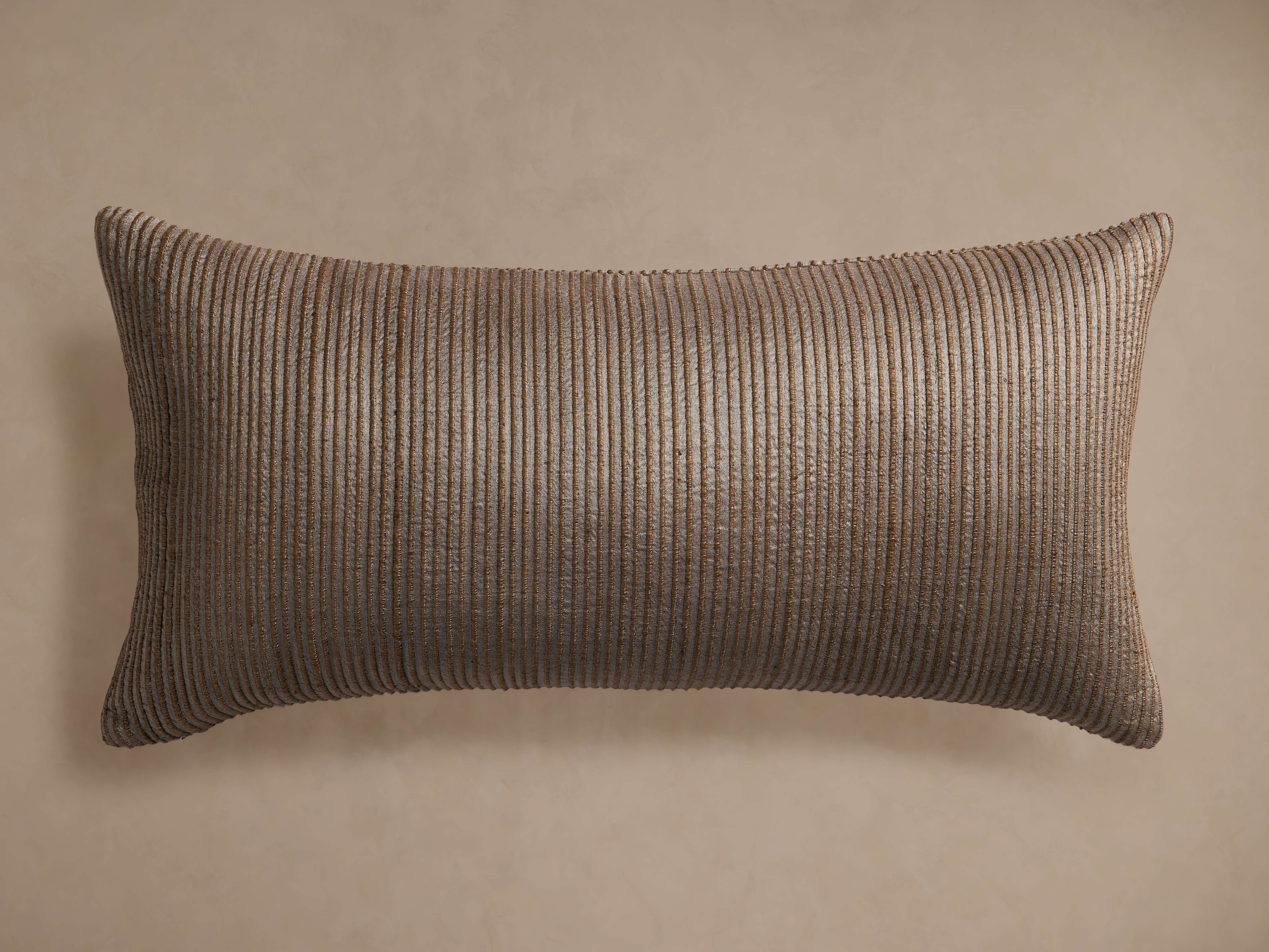 Raw Silk Ribbed Lumbar Pillow Cover