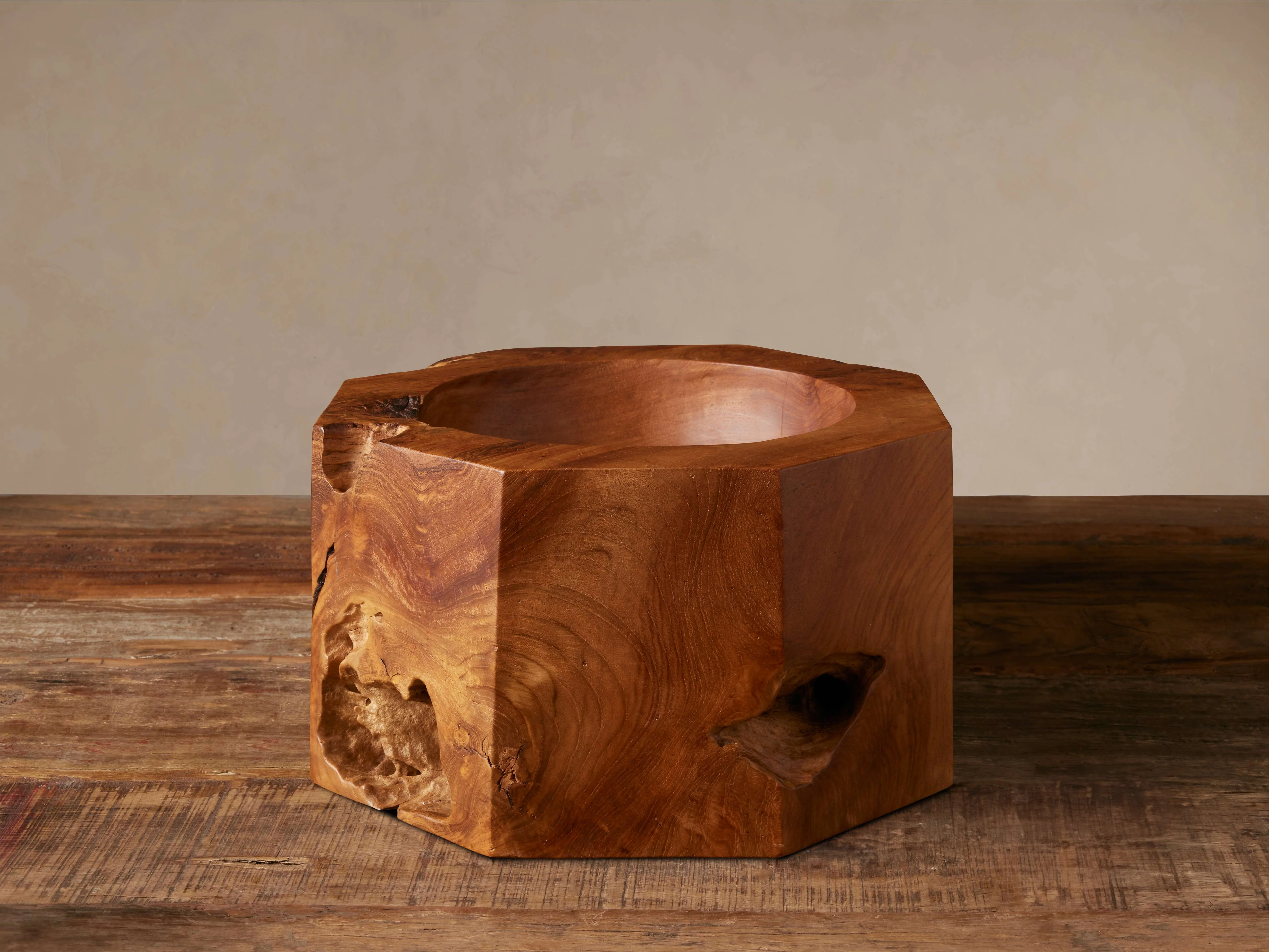 Etta Tall Octagon Teak Bowl