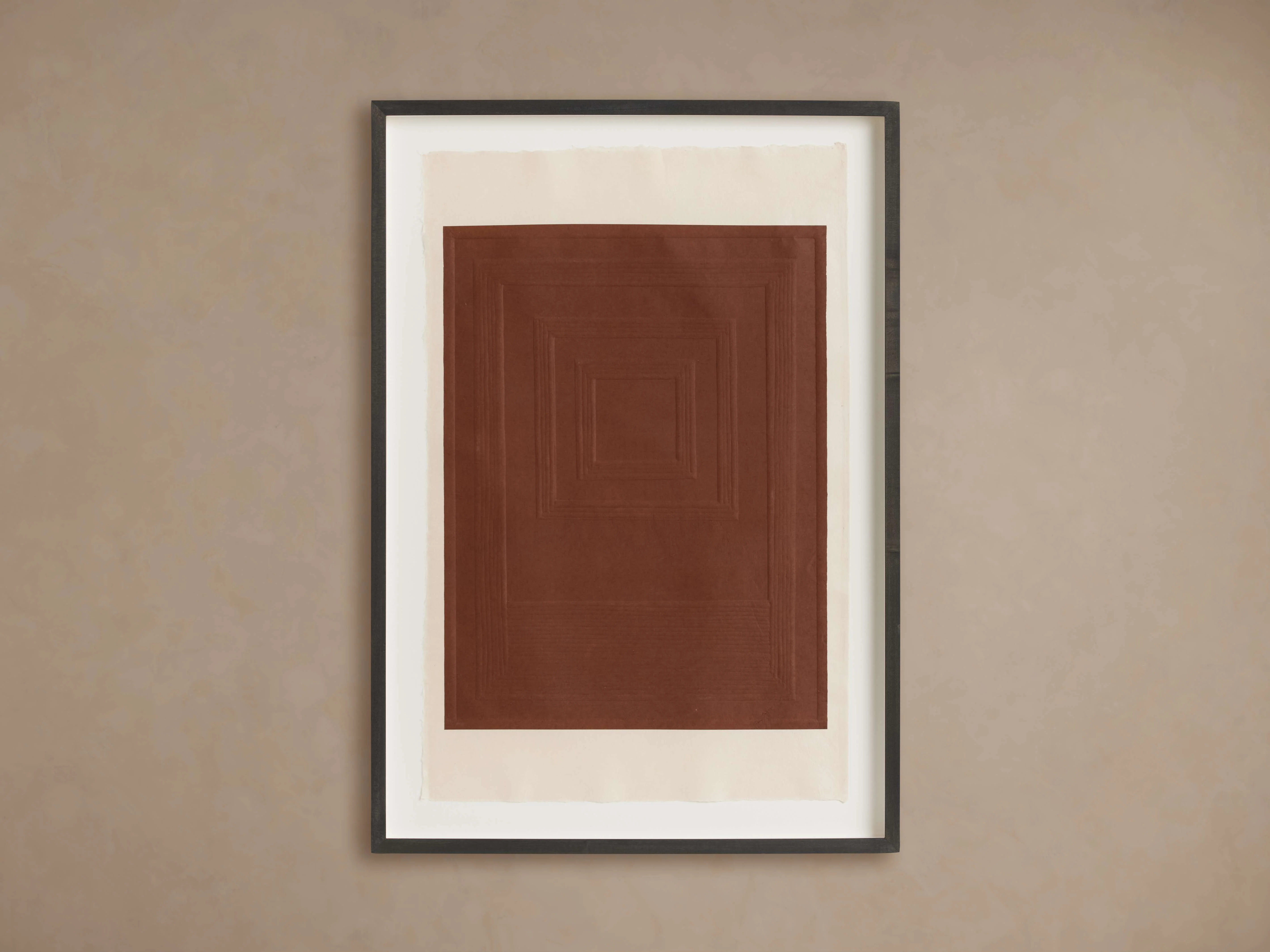 Embossed Abstract Framed Silkscreen in Rust