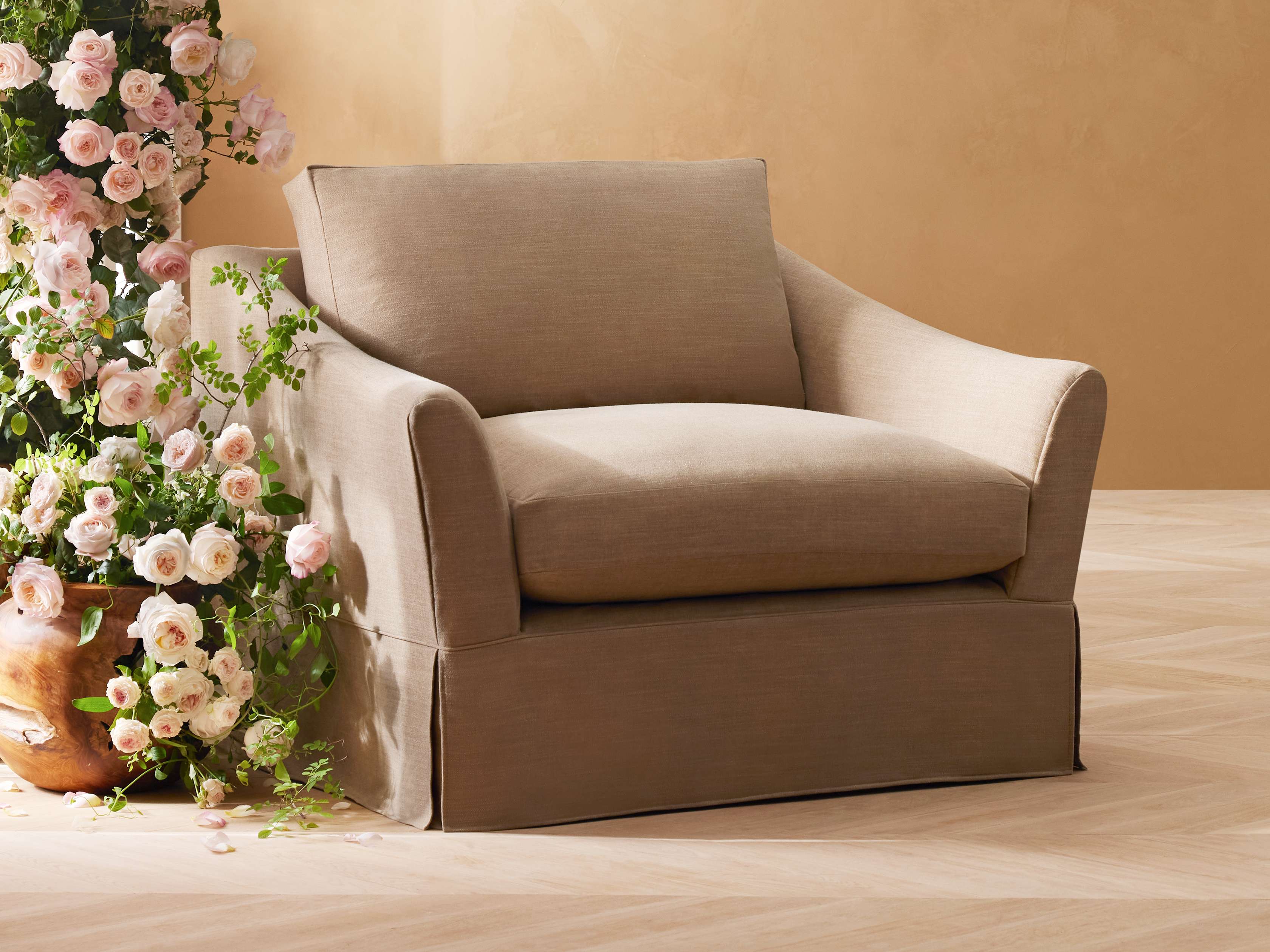 Helena Slipcovered Swivel Chair