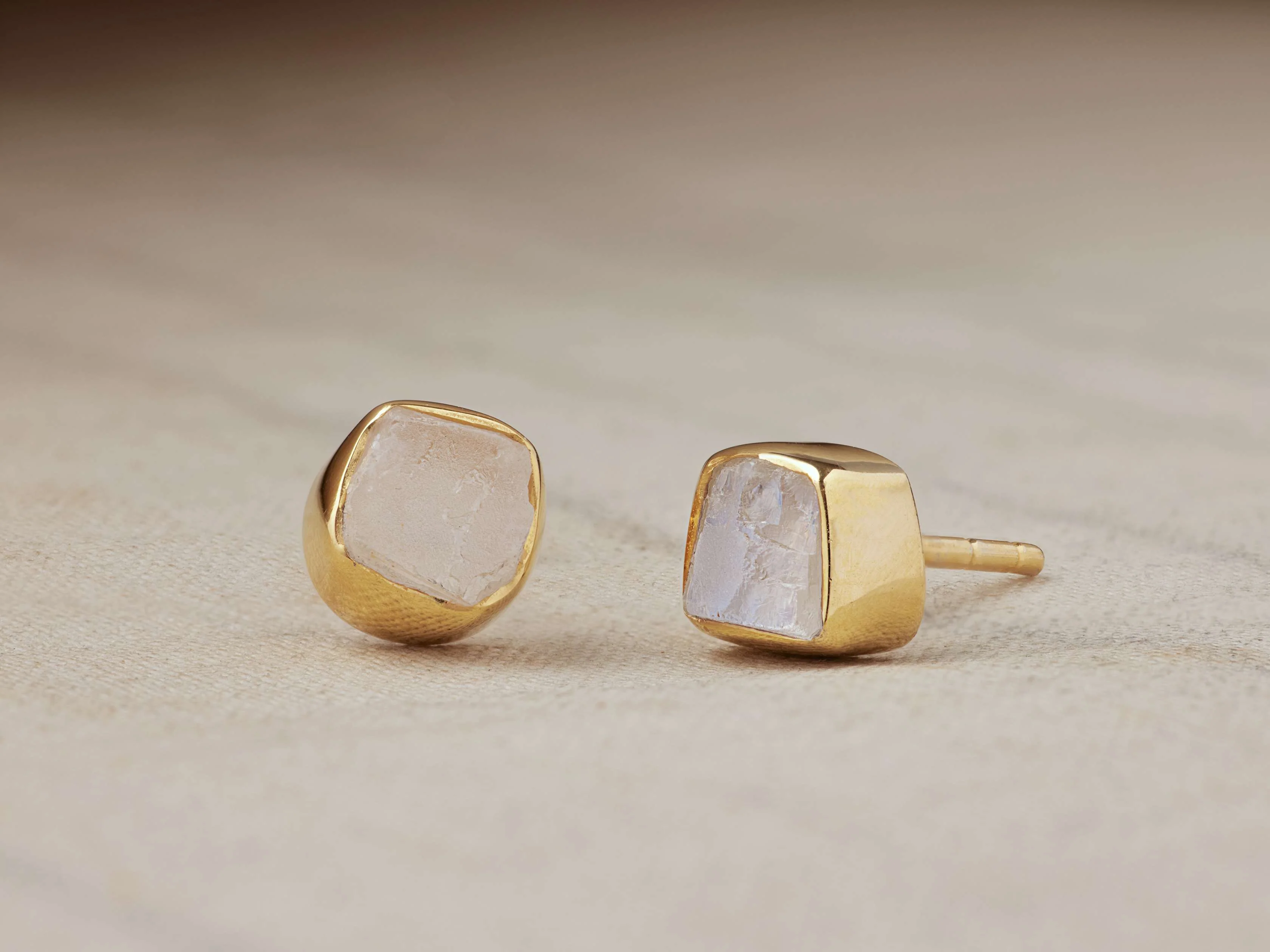 Darian Moonstone Bezel Stud Earring