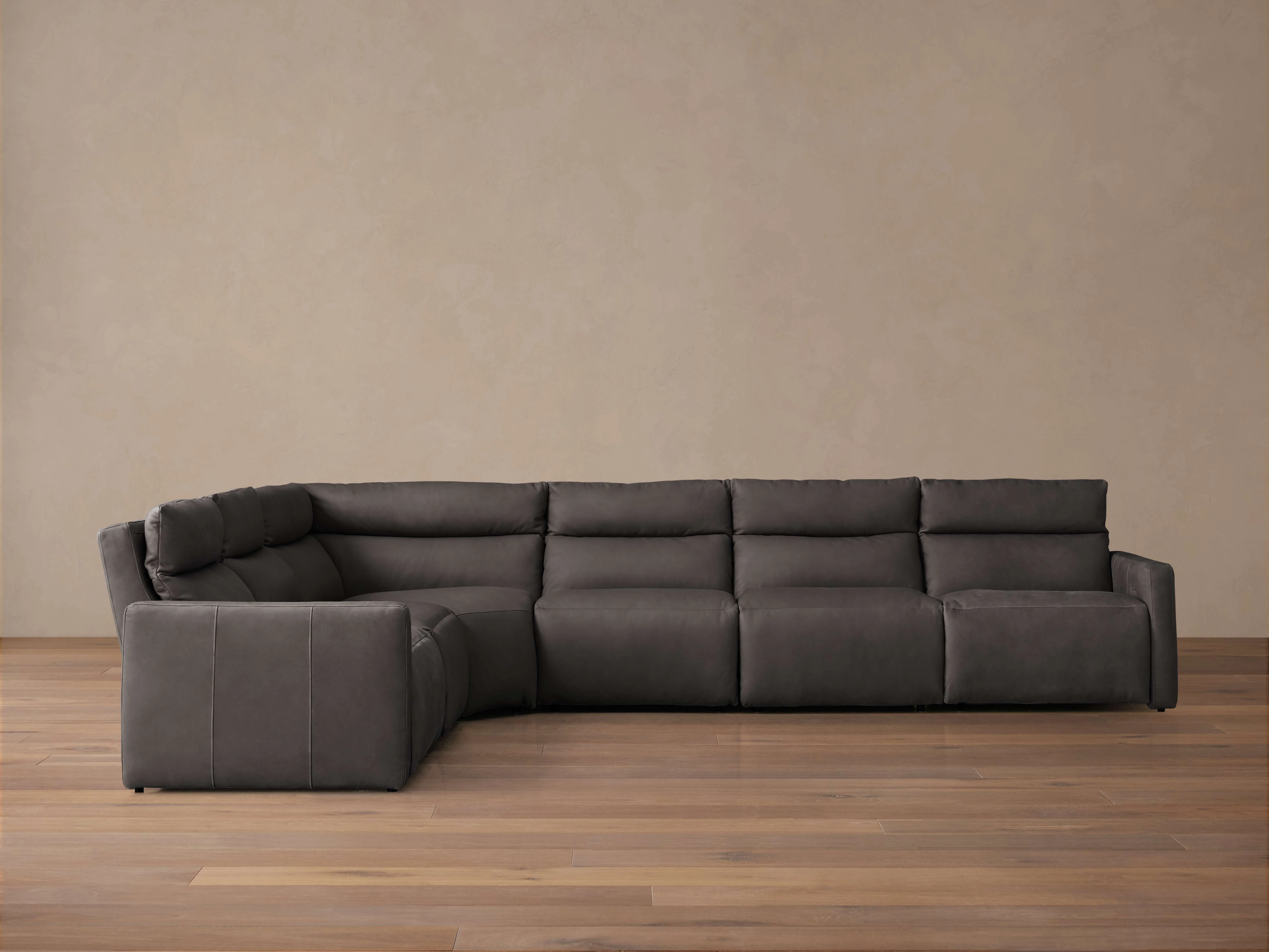 Rowland Tailored Leather Six-Piece Motion Sectional