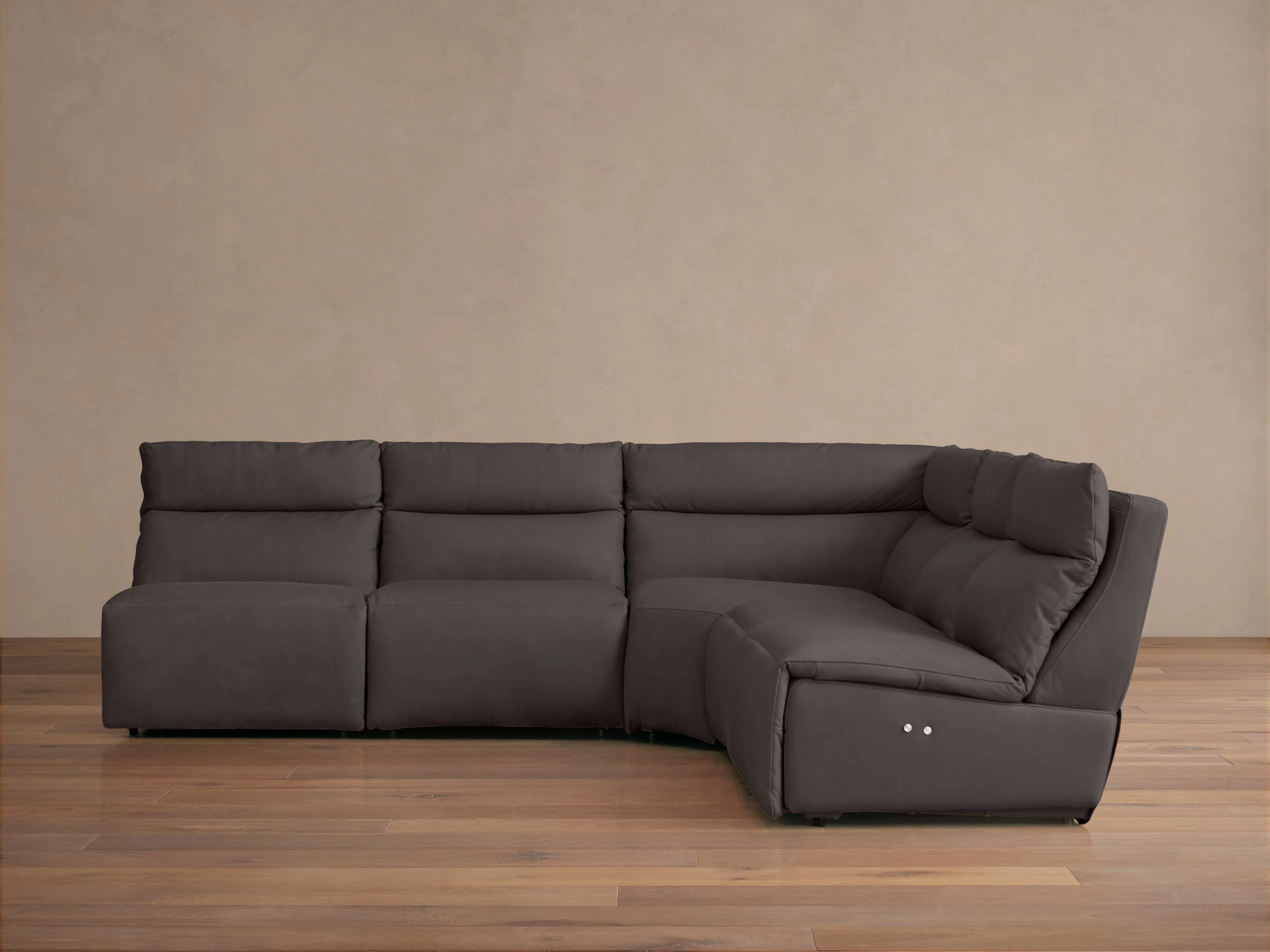 Rowland Tailored Leather Five-Piece Armless Motion Corner Sectional