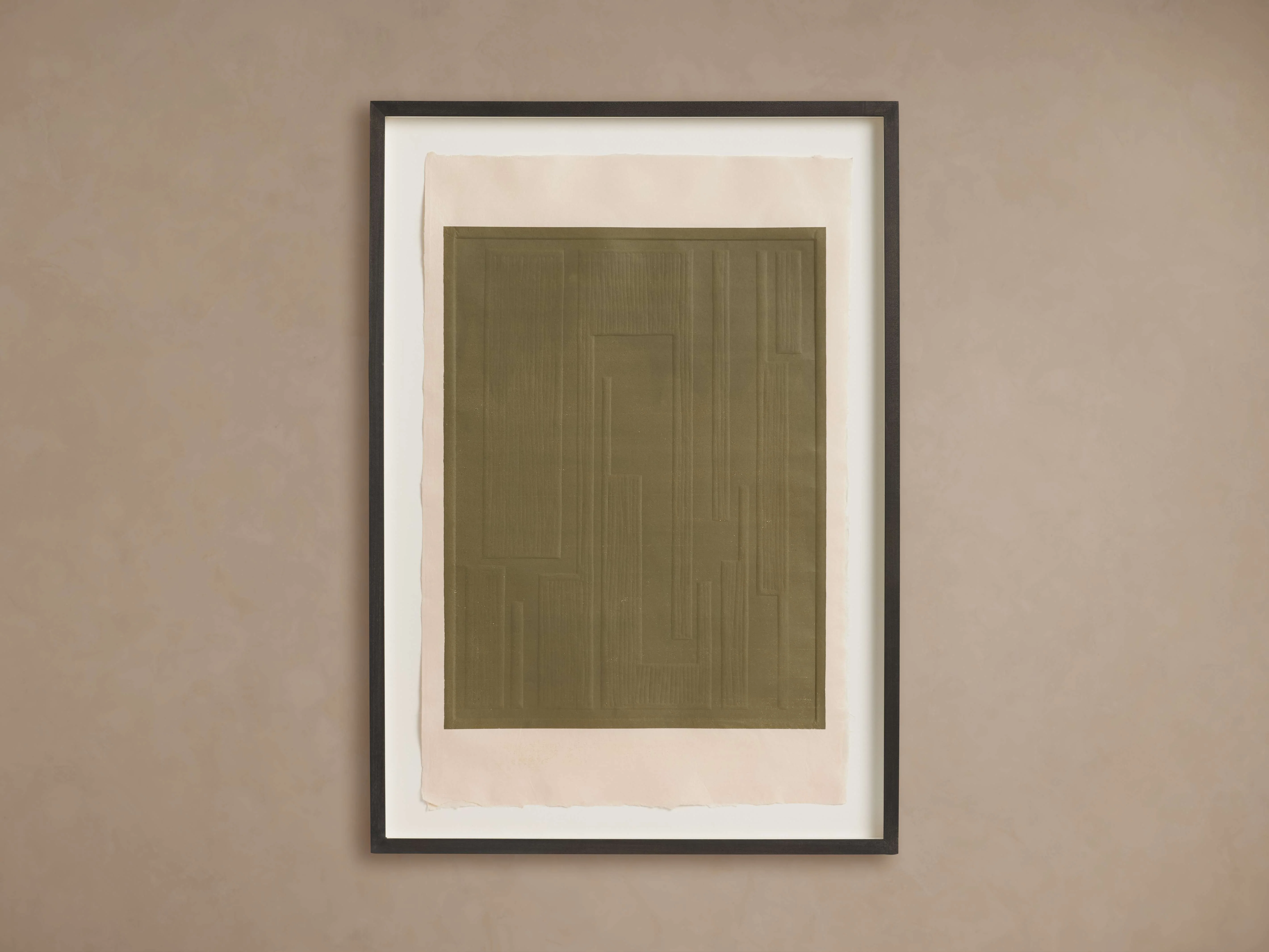 Embossed Abstract Framed Silkscreen in Green
