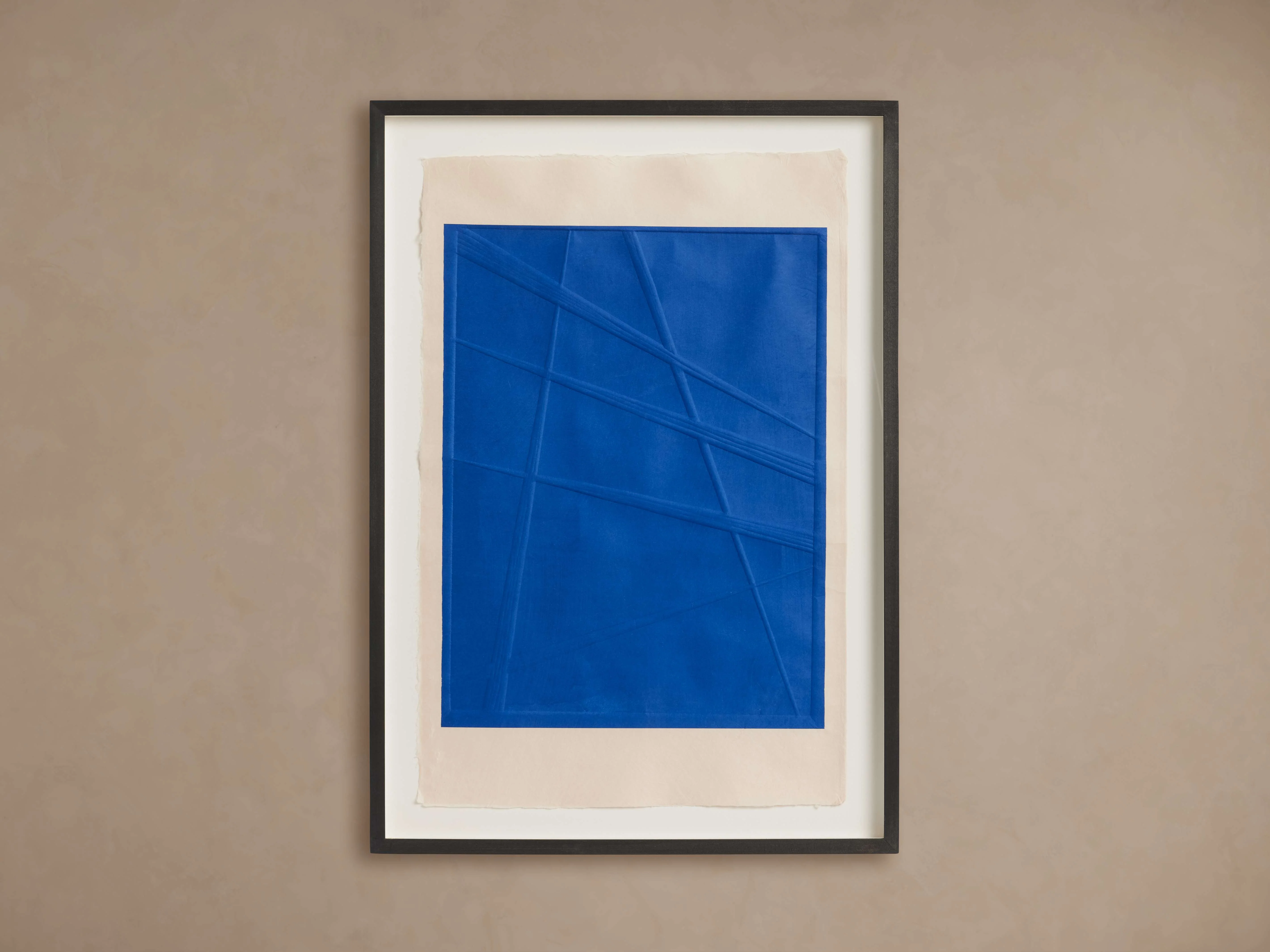 Embossed Abstract Framed Silkscreen in Blue