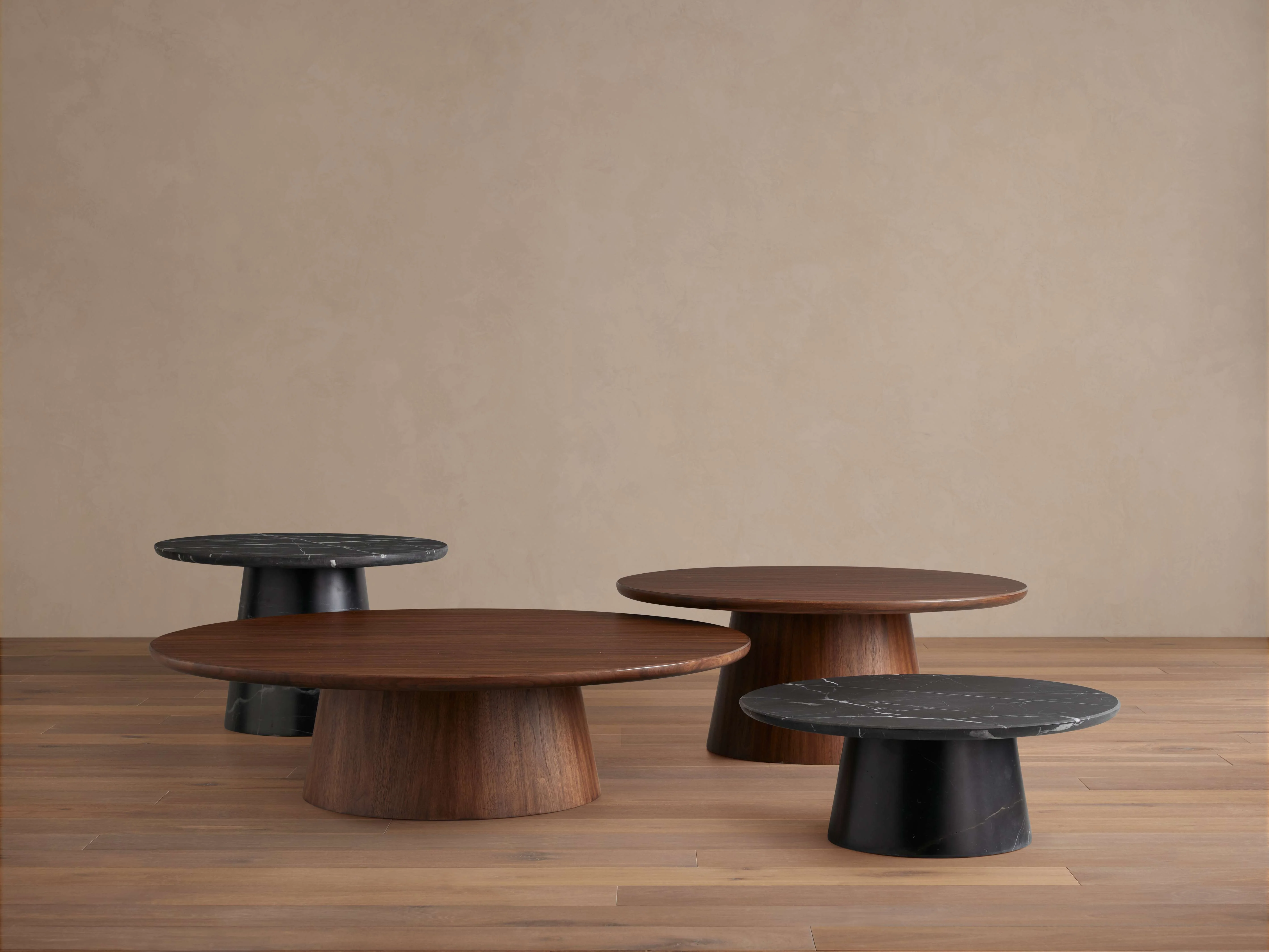 Hemmings Nesting Coffee Table Cluster in Black Marquina and Walnut