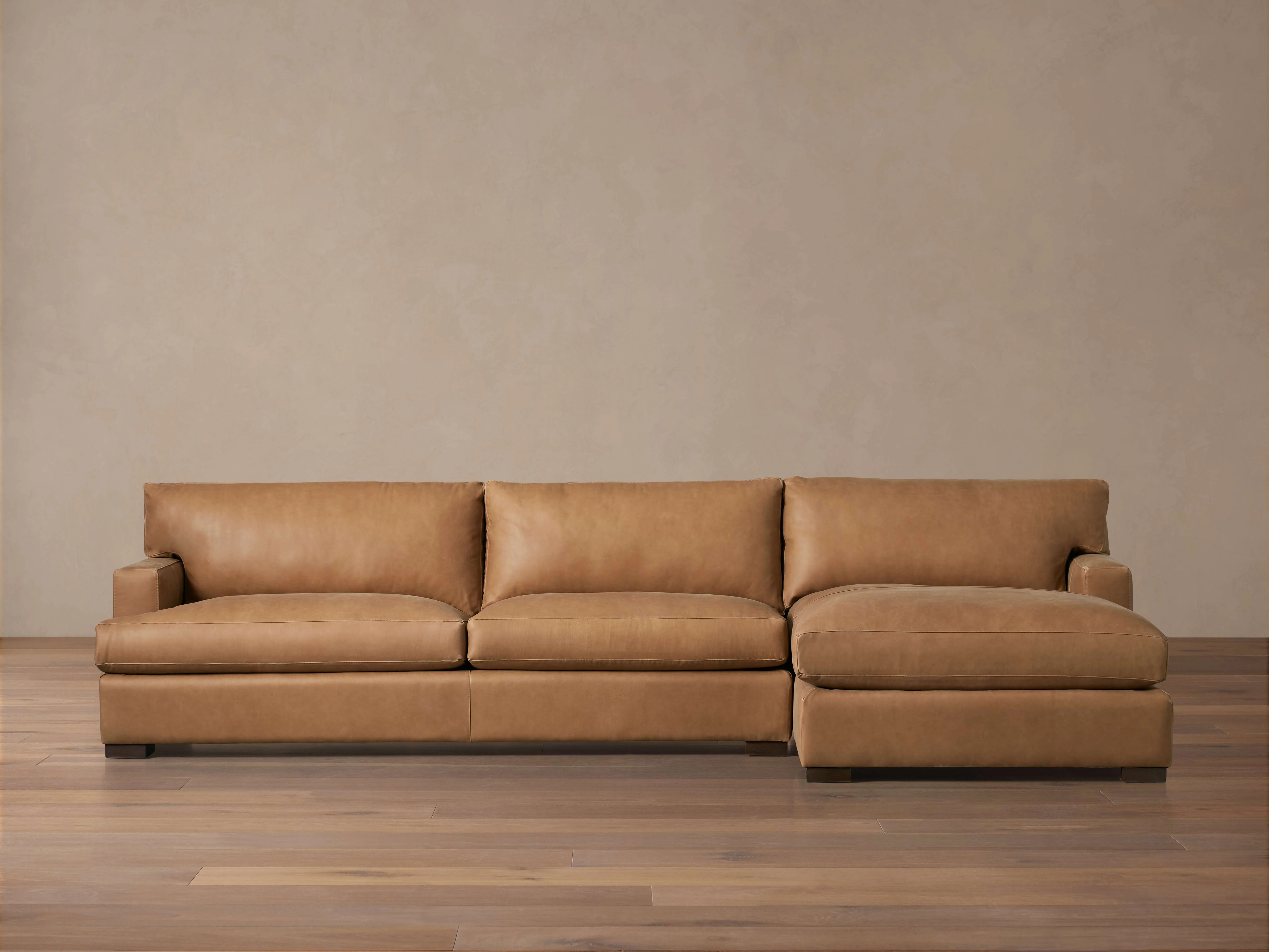 Dune Leather Two Piece Chaise Sectional