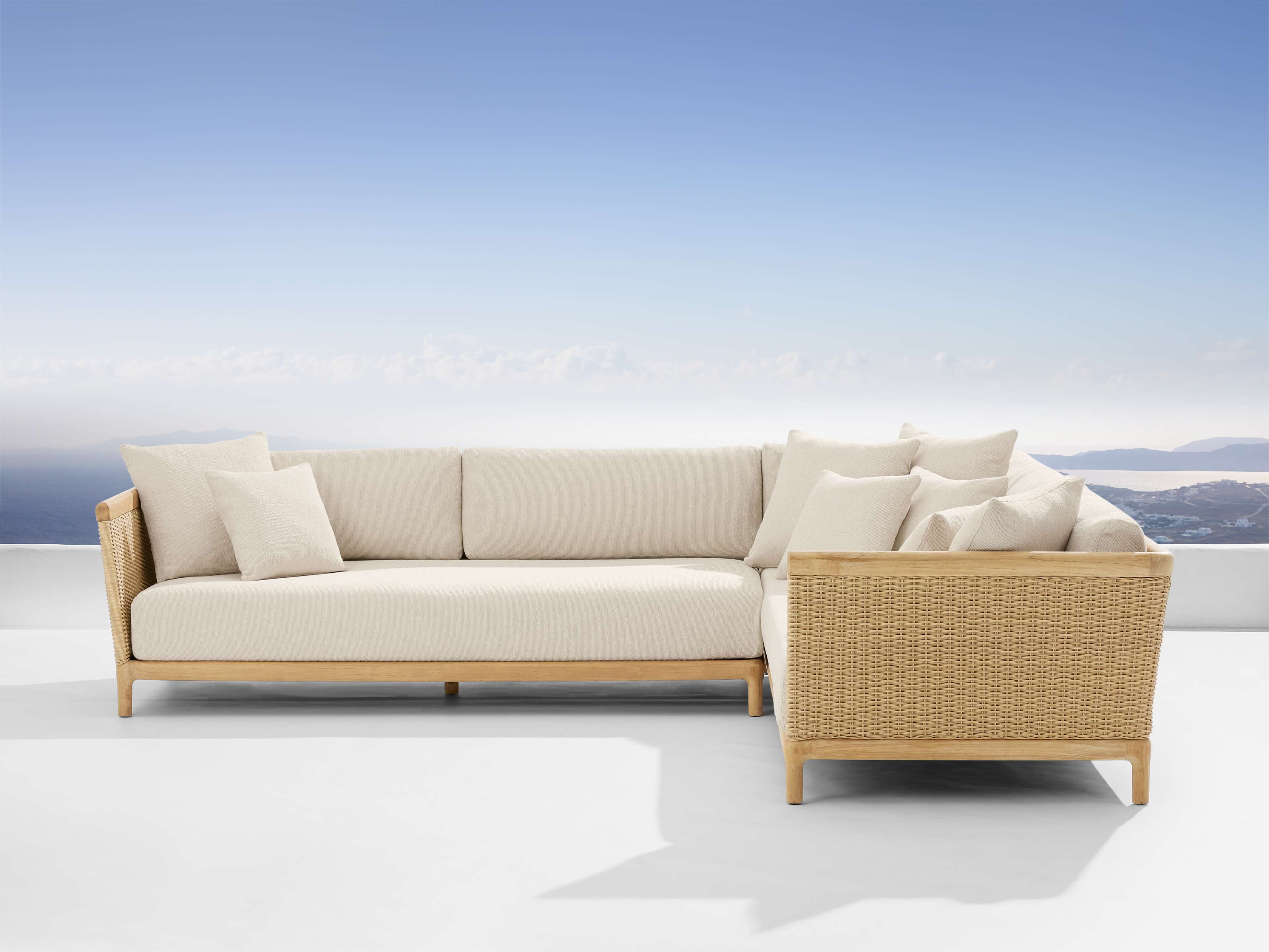 Puglia Outdoor Teak Two-Piece Sectional