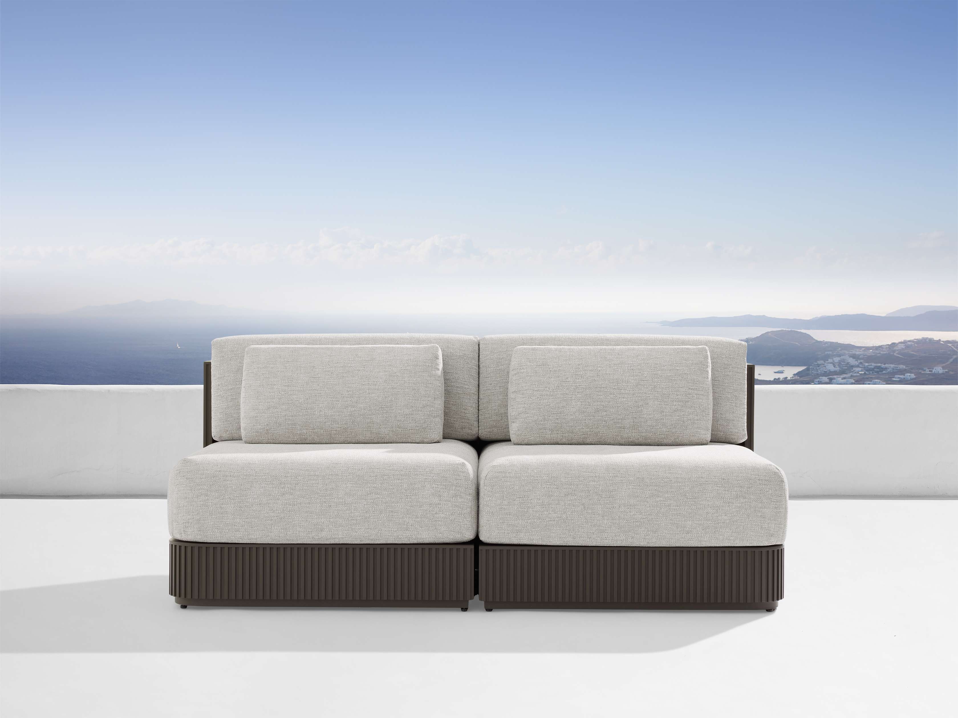 Beaumont Outdoor Aluminum Two-Piece Modular Sofa