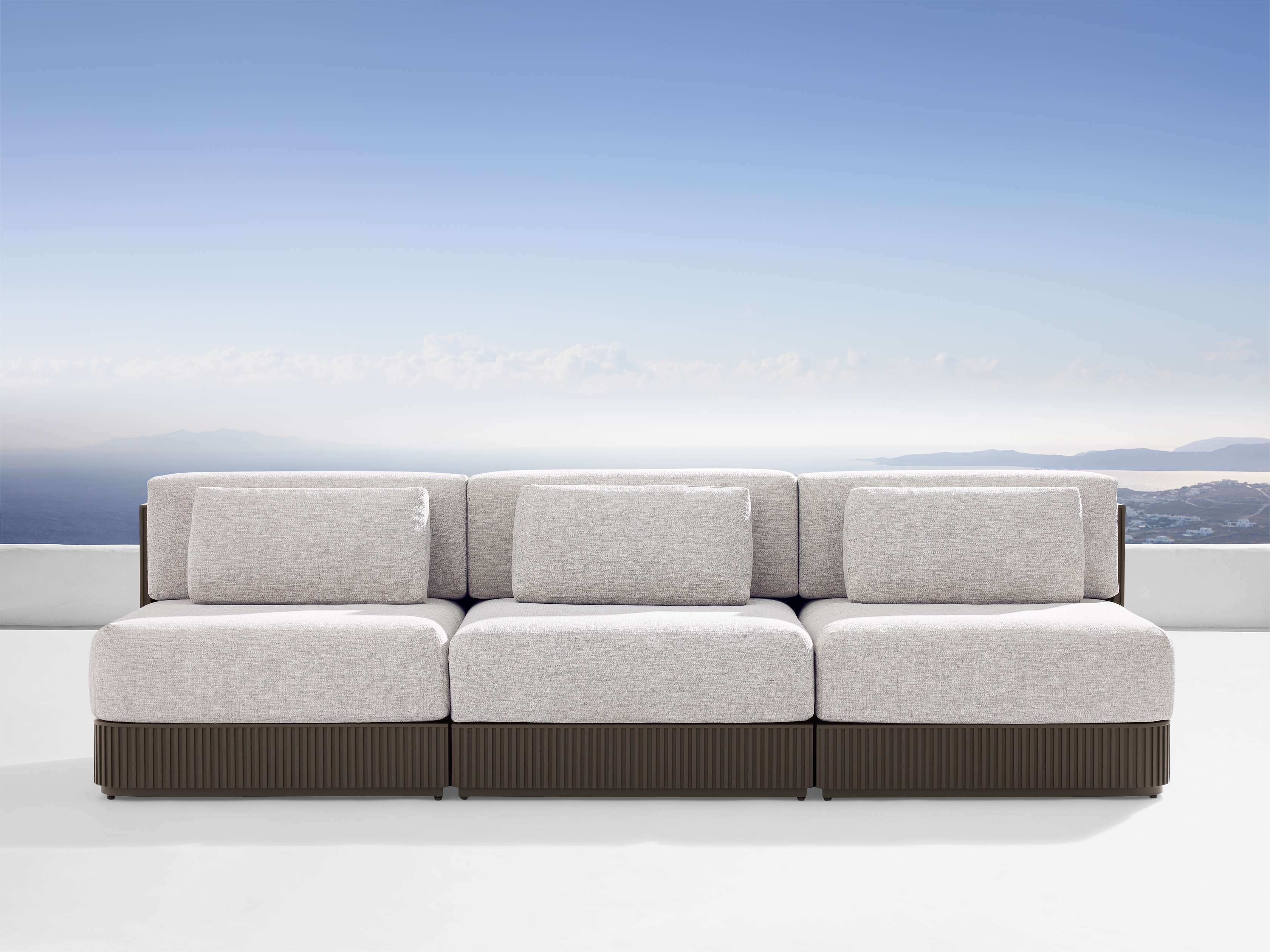 Beaumont Outdoor Aluminum Three-Piece Modular Sofa