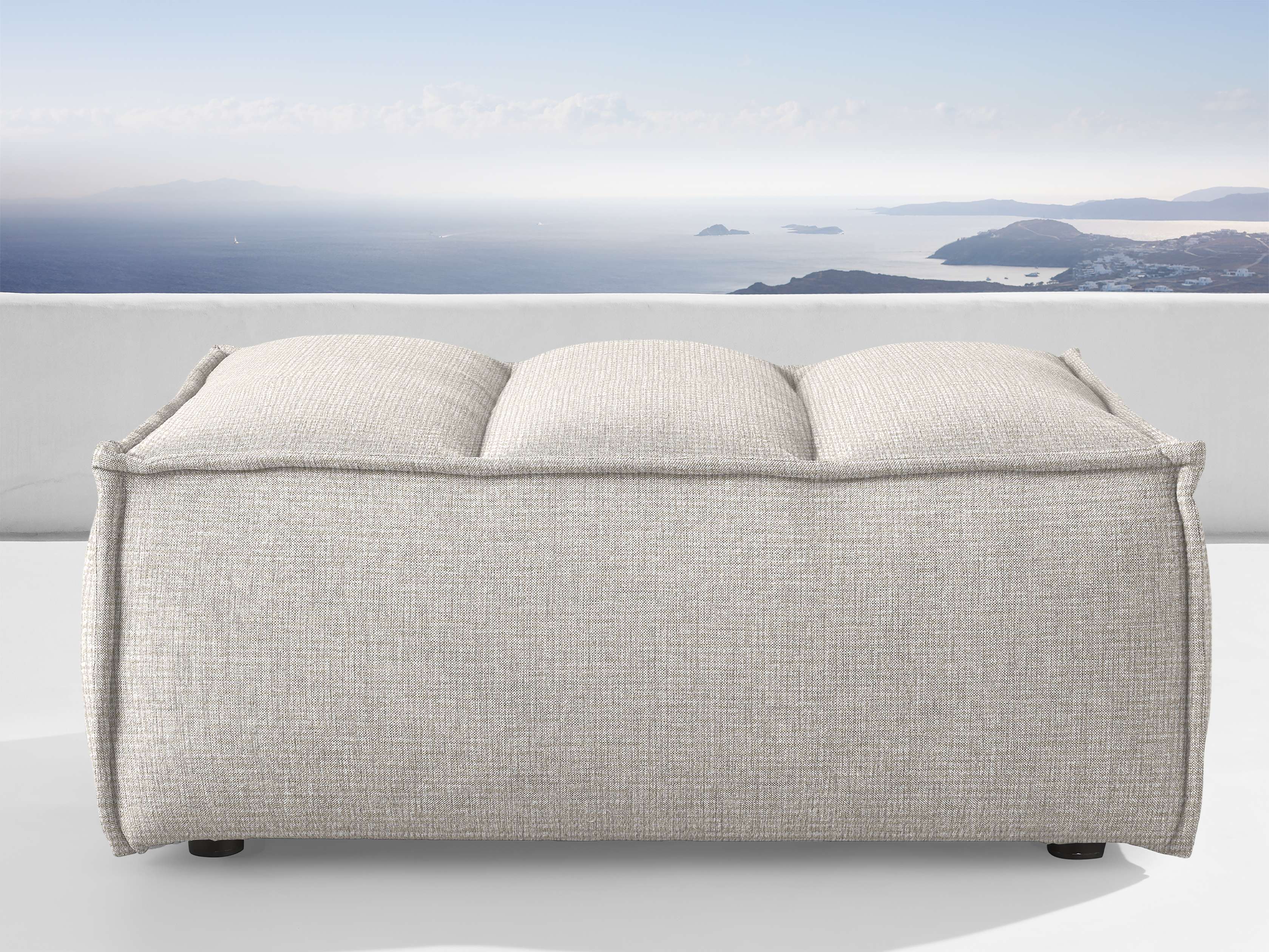 Porto Outdoor Ottoman in Savile Twine