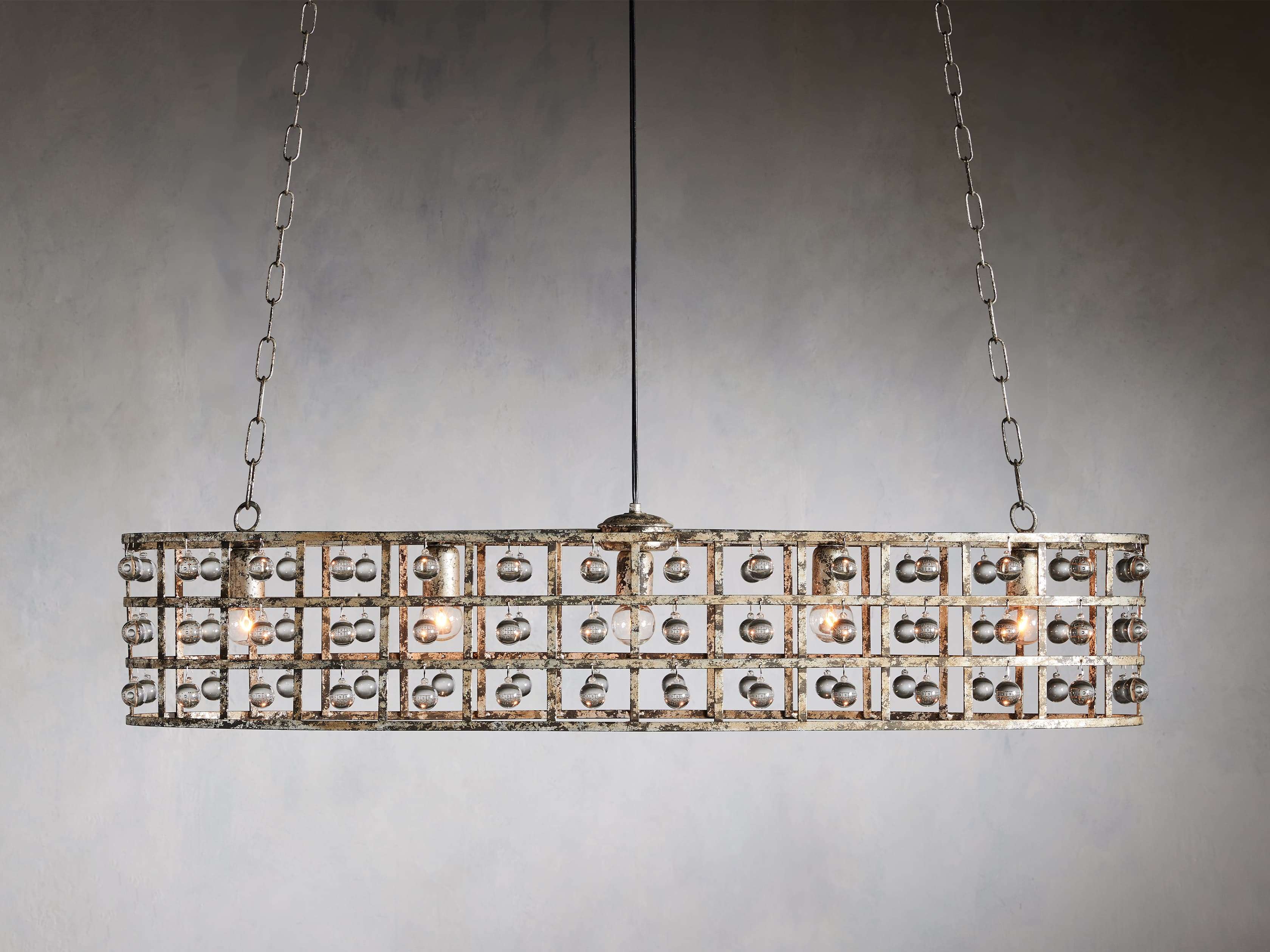 La Cage Oval Chandelier in Silver Clay