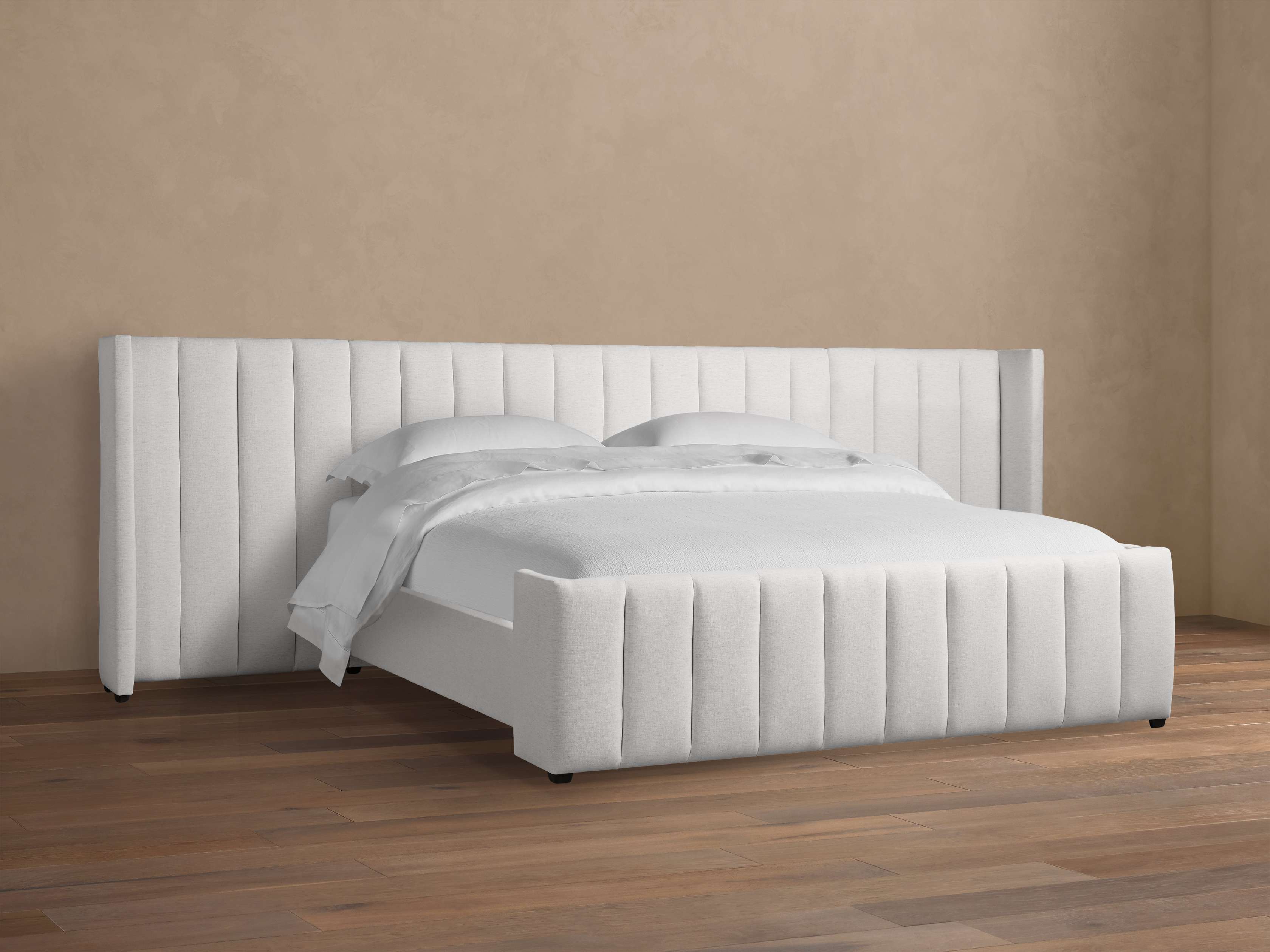 Wyller Channel-Stitched Extended Headboard Bed with High Footboard