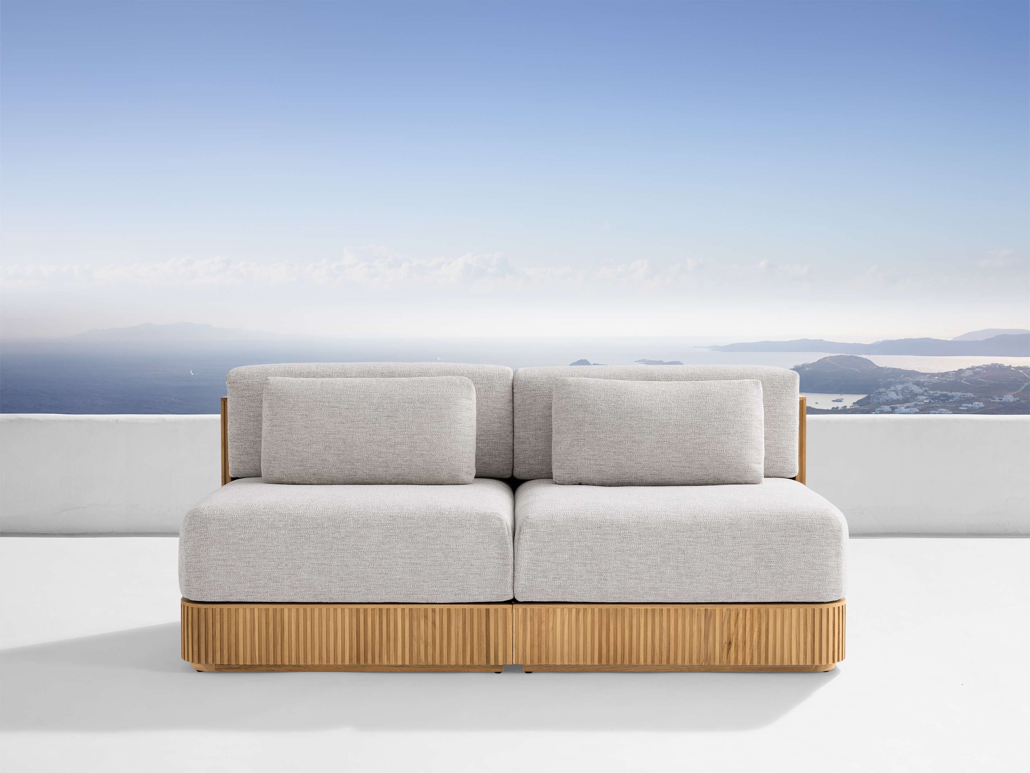 Beaumont Outdoor Teak Two-Piece Modular Sofa