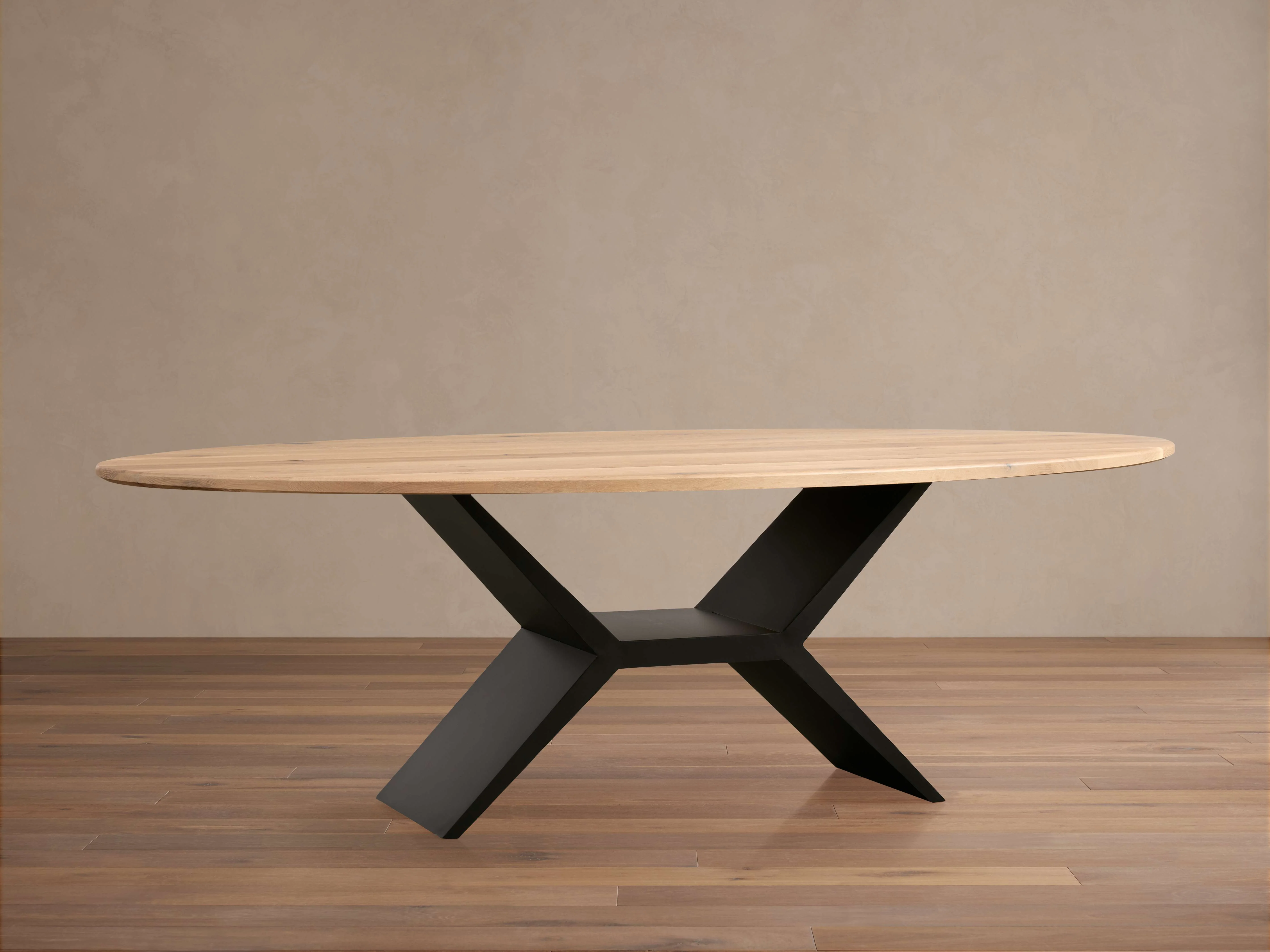 Jacob Oval Dining Table with Vertex Base in Flax Oak