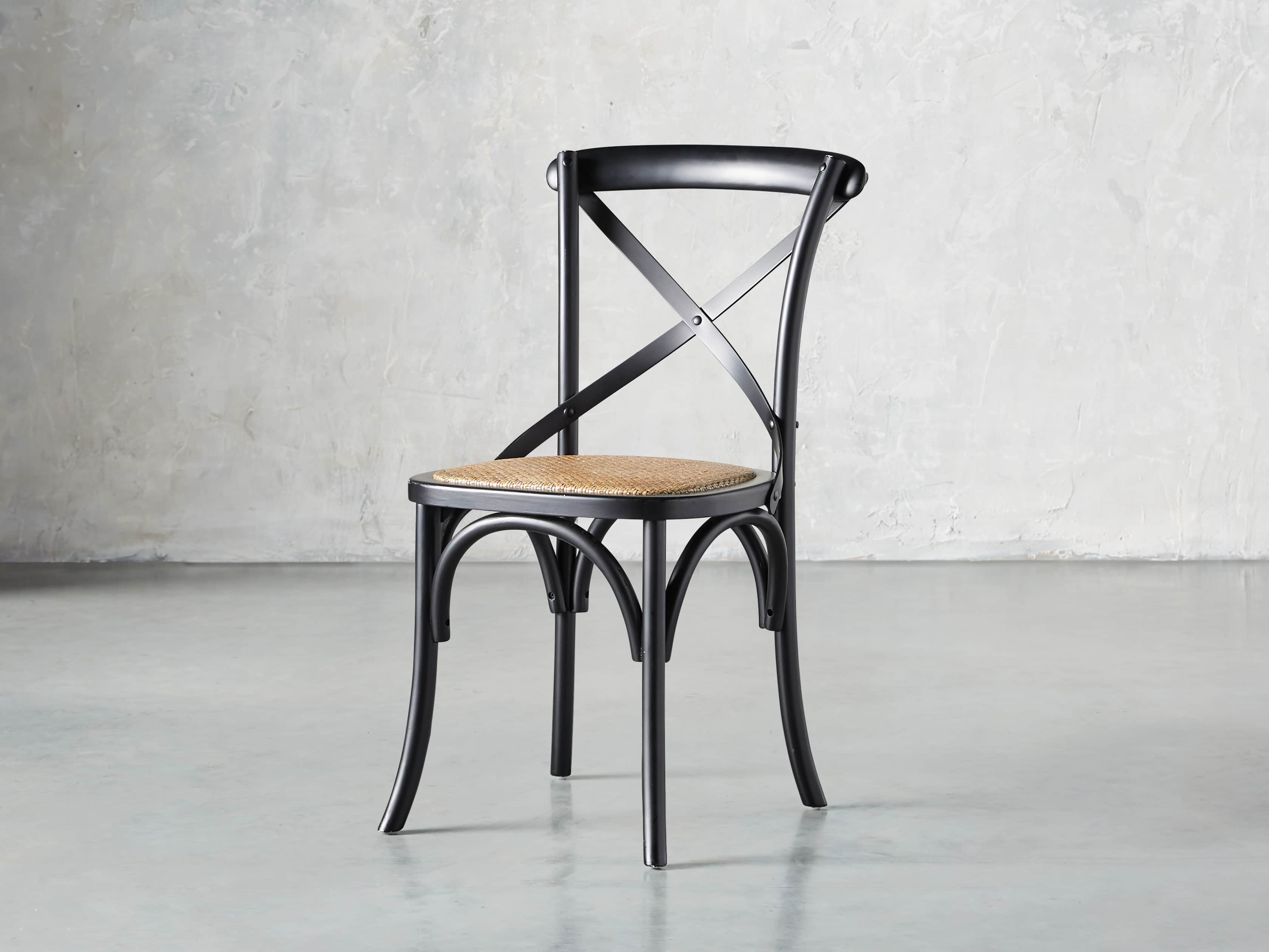 Cadence Dining Chair with Rattan Seat in Solid Black