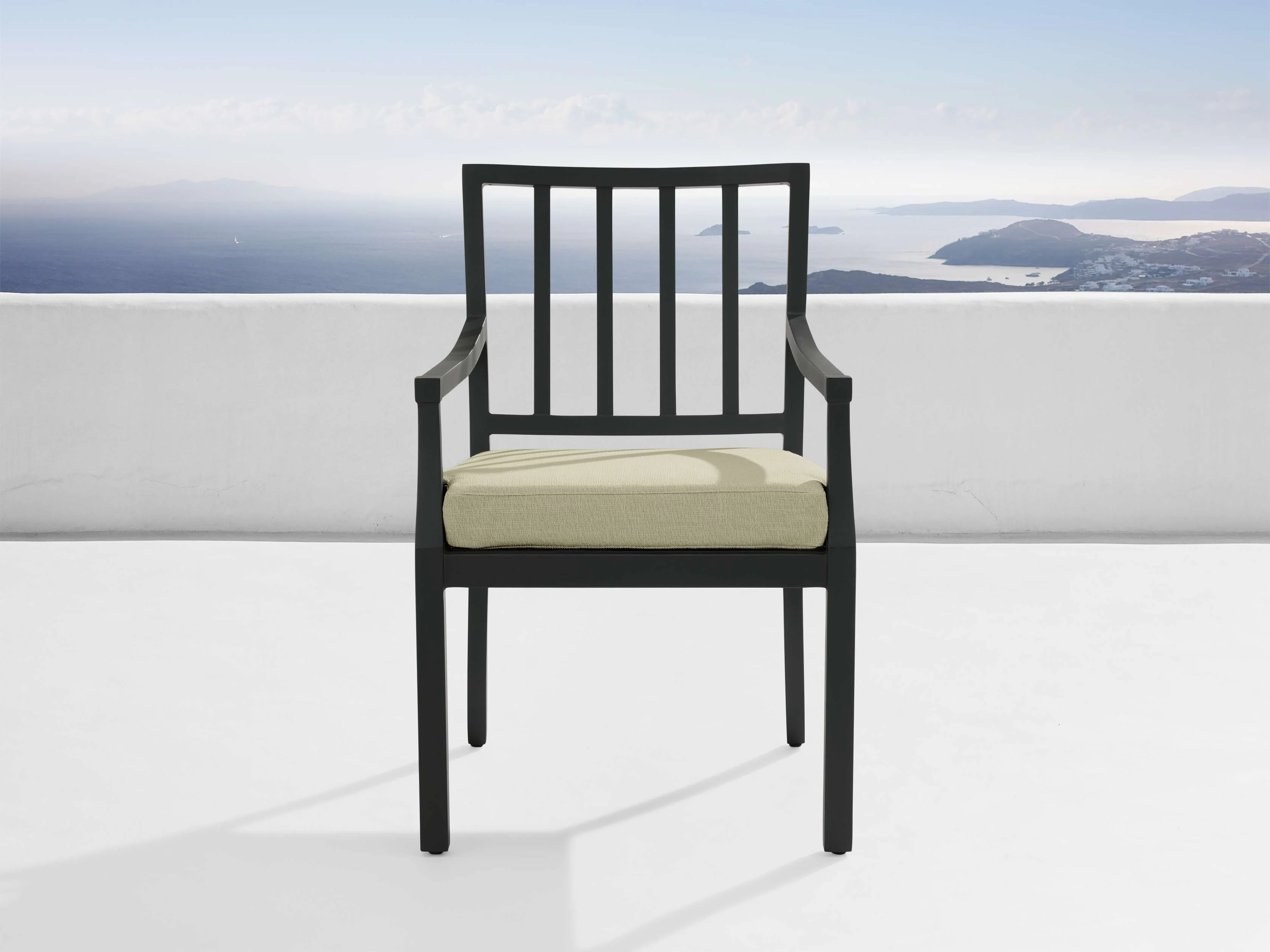 Montego Outdoor Aluminum Dining Arm Chair in Eden Sage