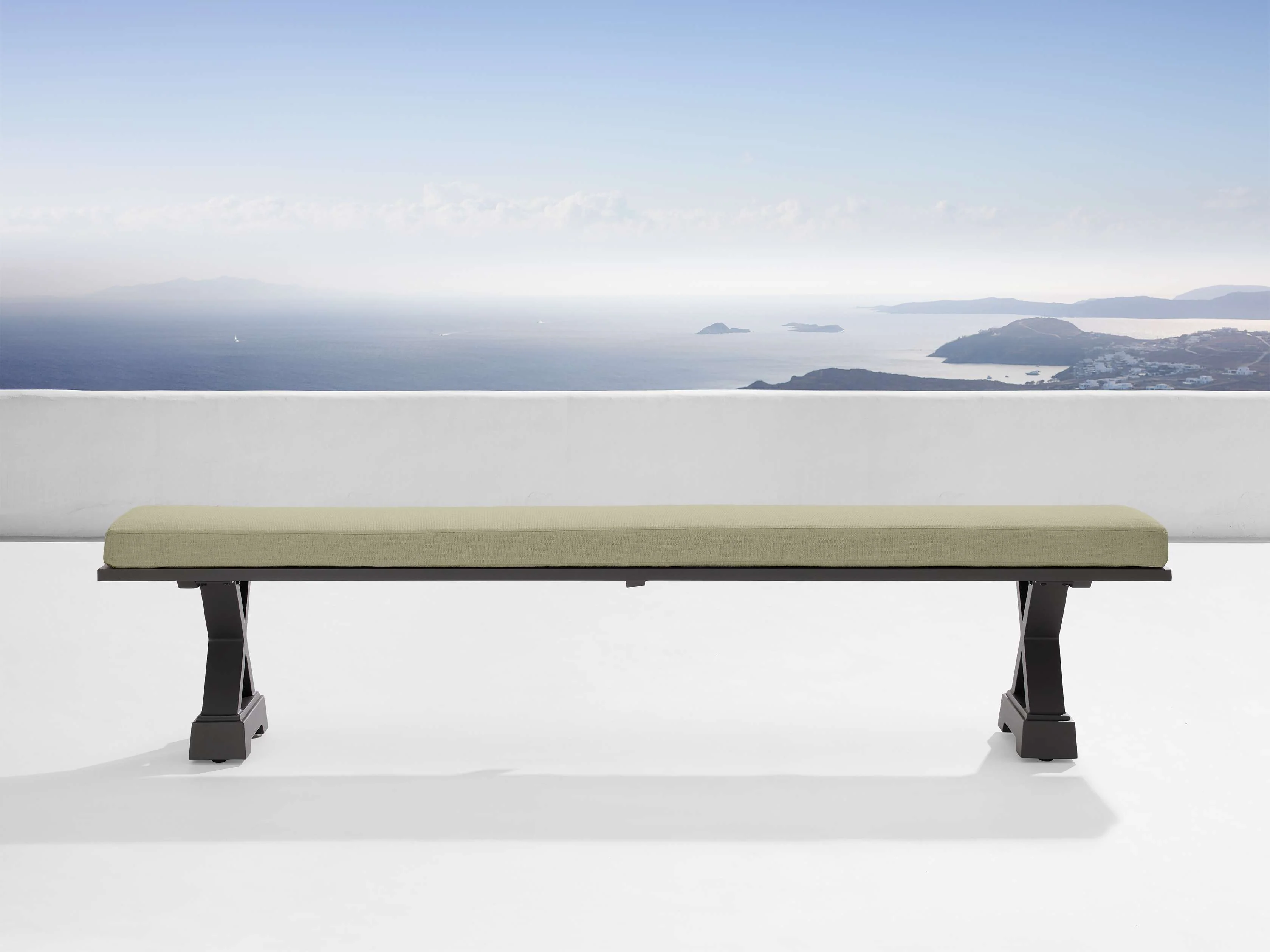 Montego Outdoor Aluminum Dining Bench in Eden Sage