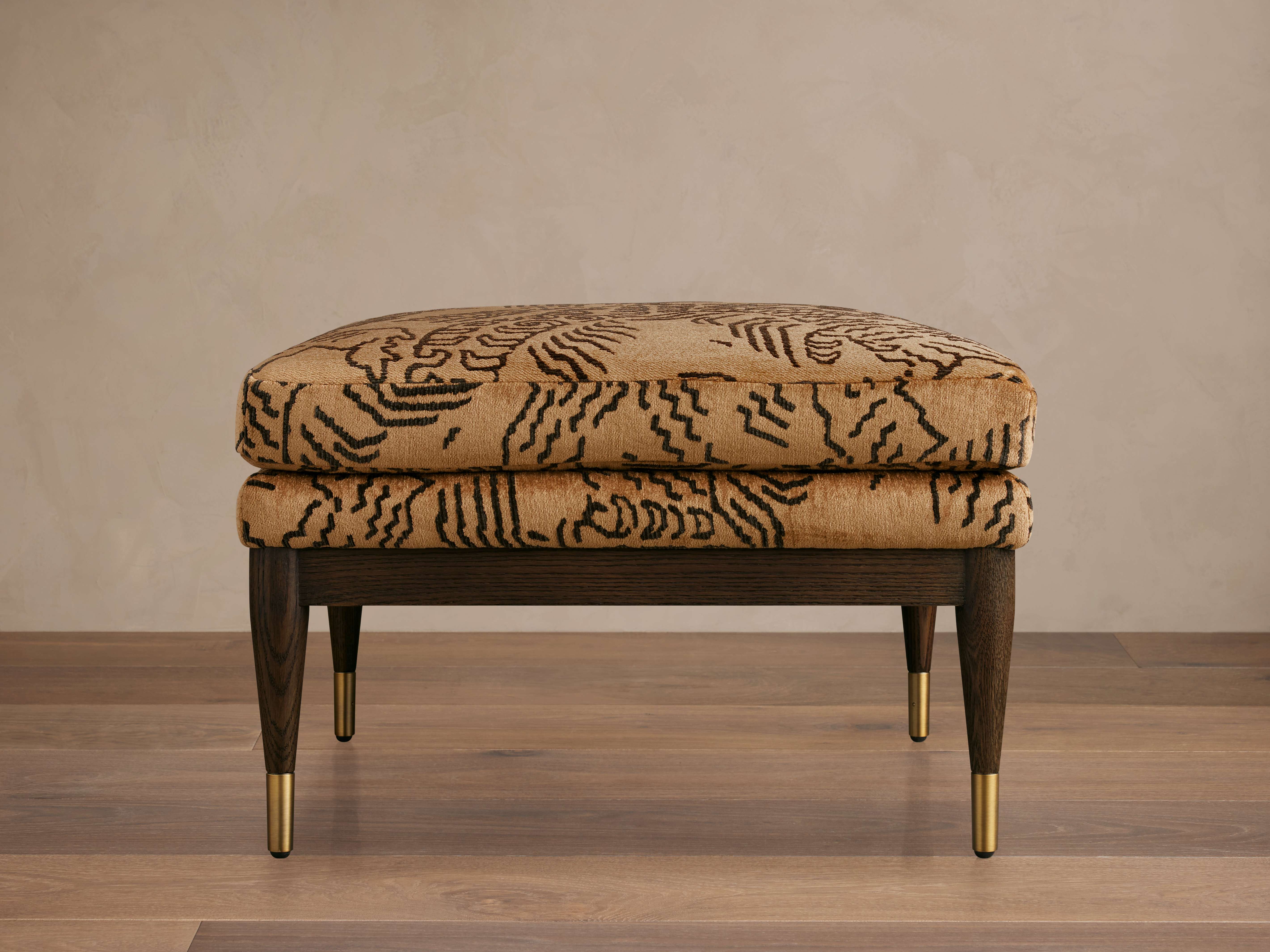 Fisher Square Ottoman in Moura Cognac