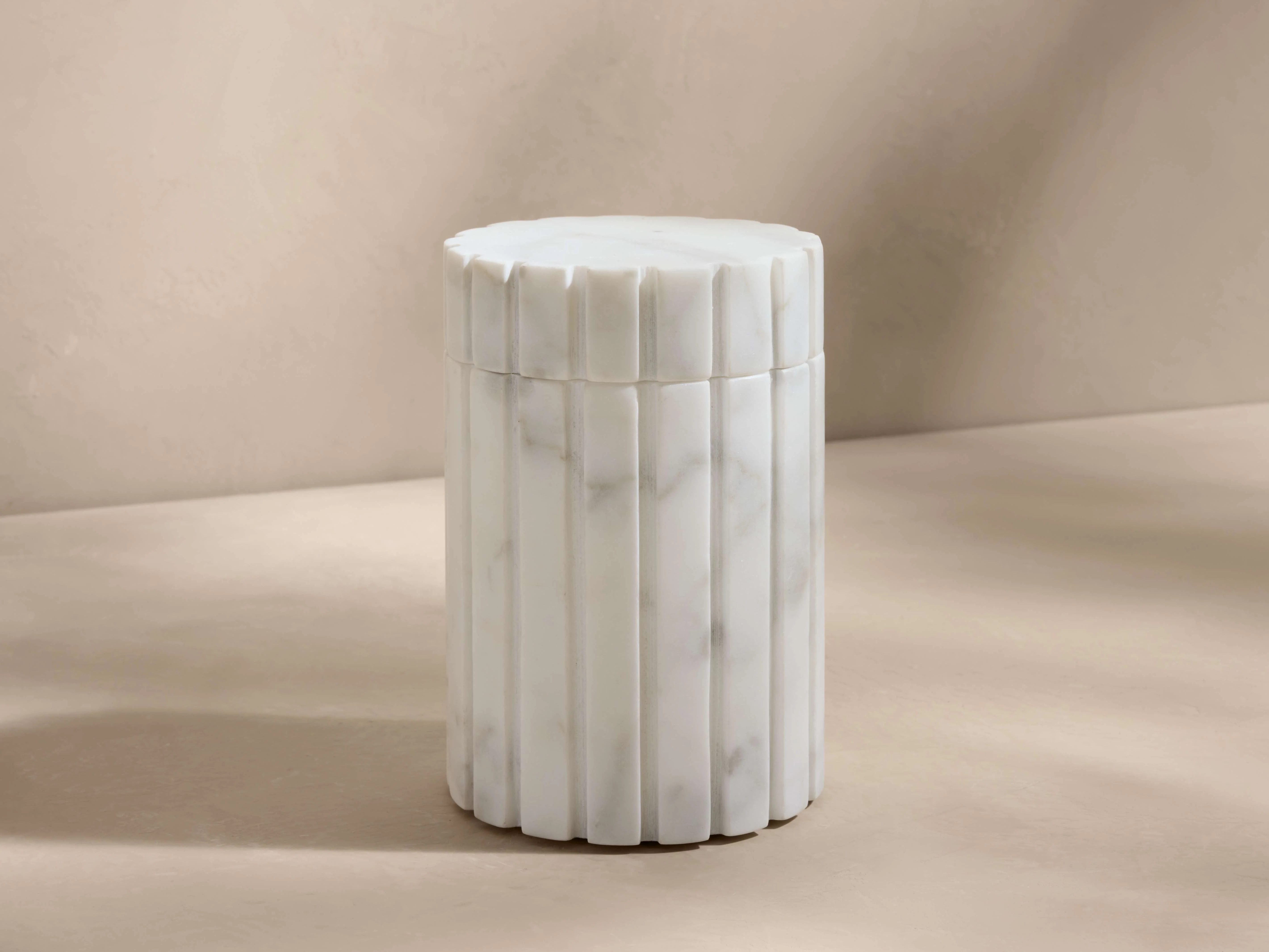 Aster Ribbed Canister in Carrara