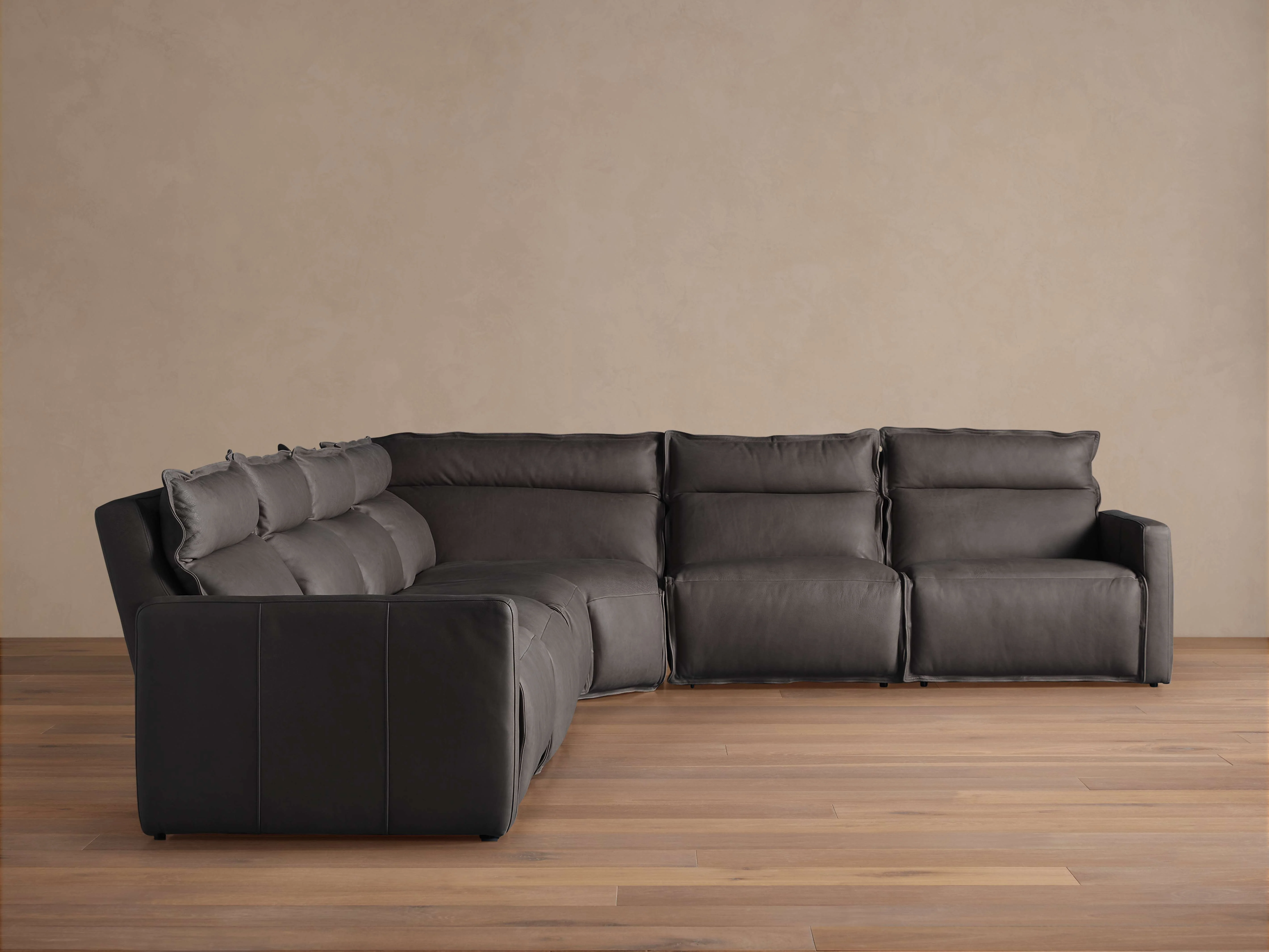 Rowland Leather Six-Piece Motion Sectional