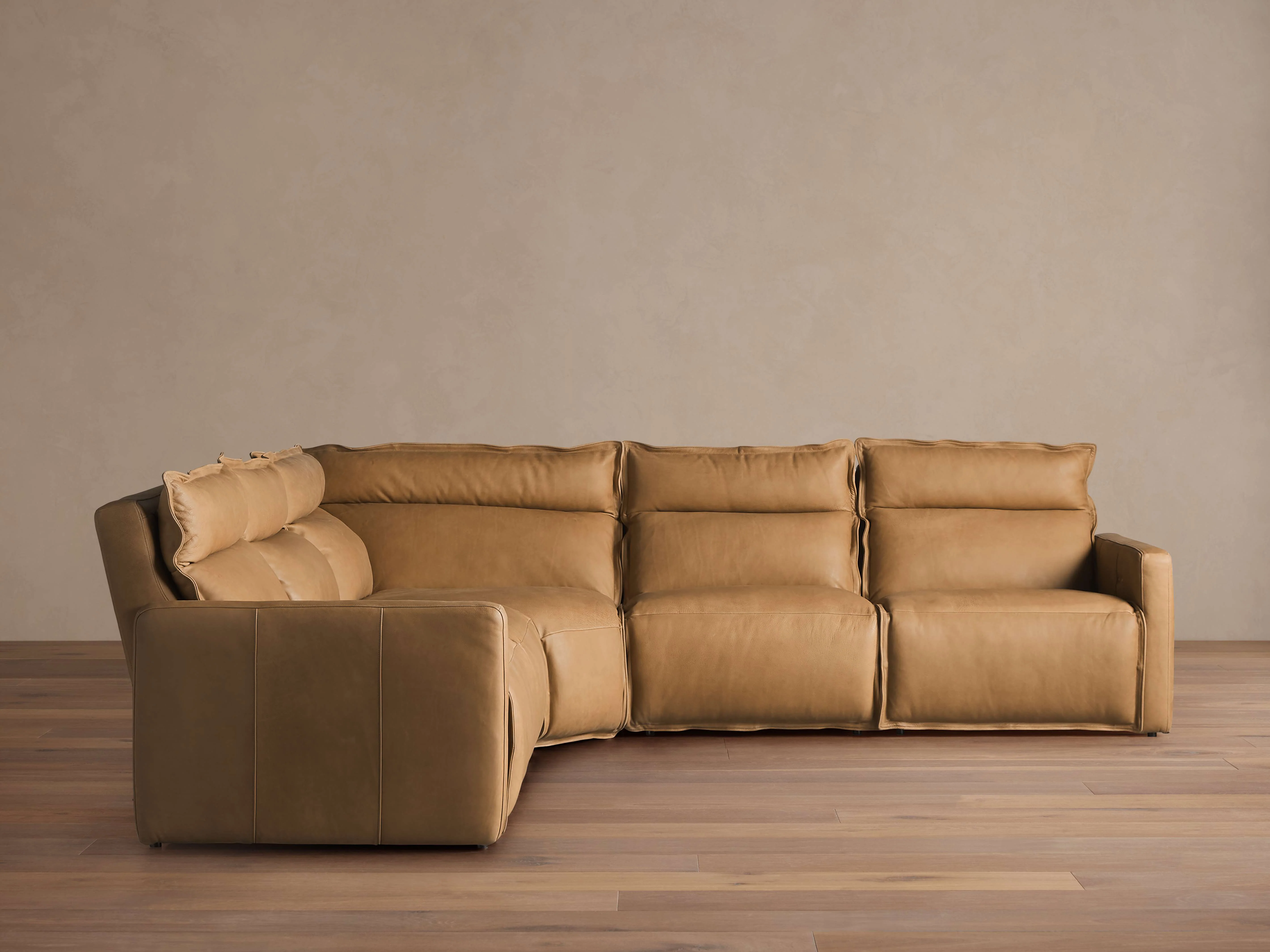 Rowland Leather Five-Piece Motion Corner Sectional