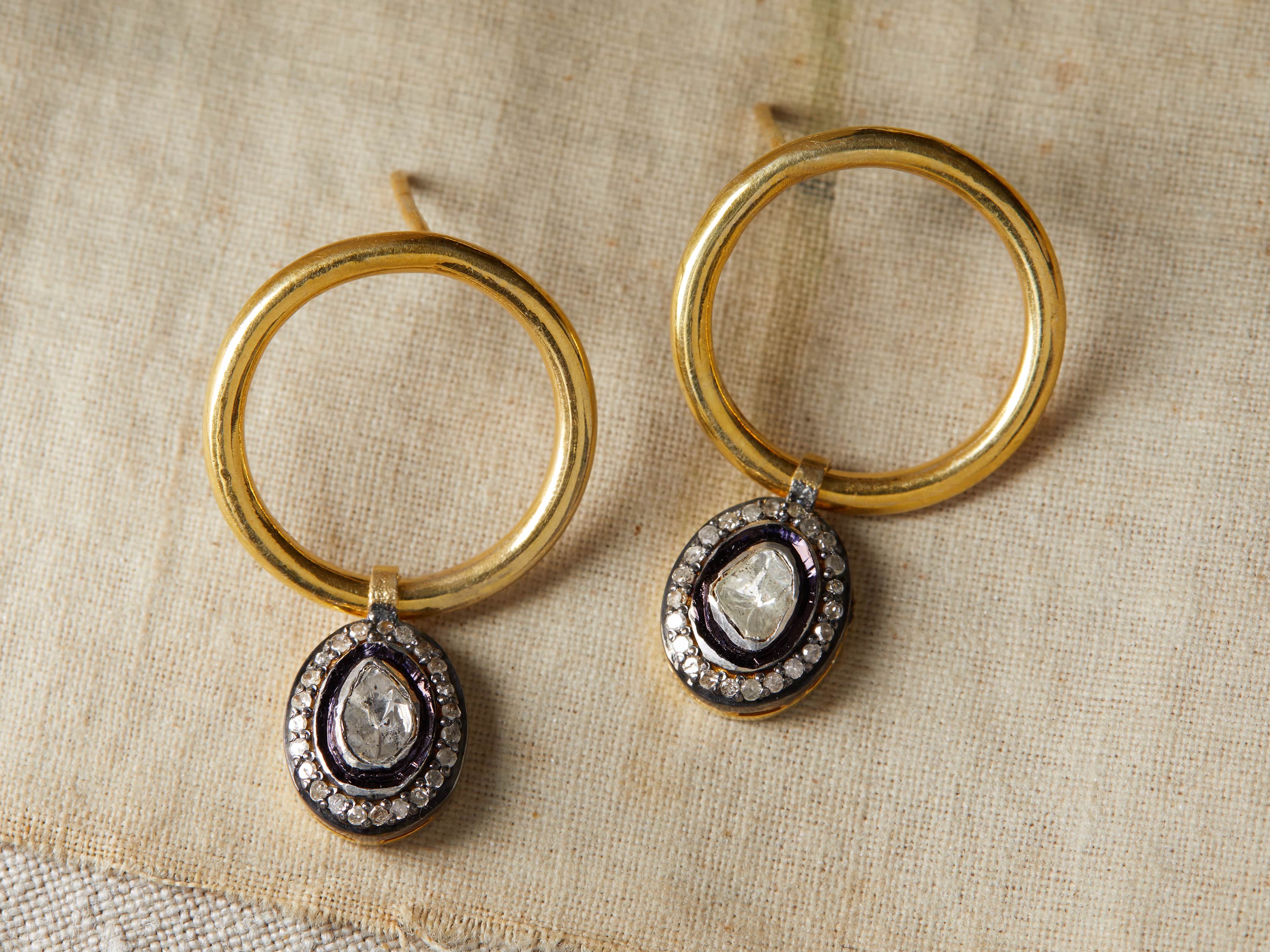 Polki Diamond Hoop Earrings