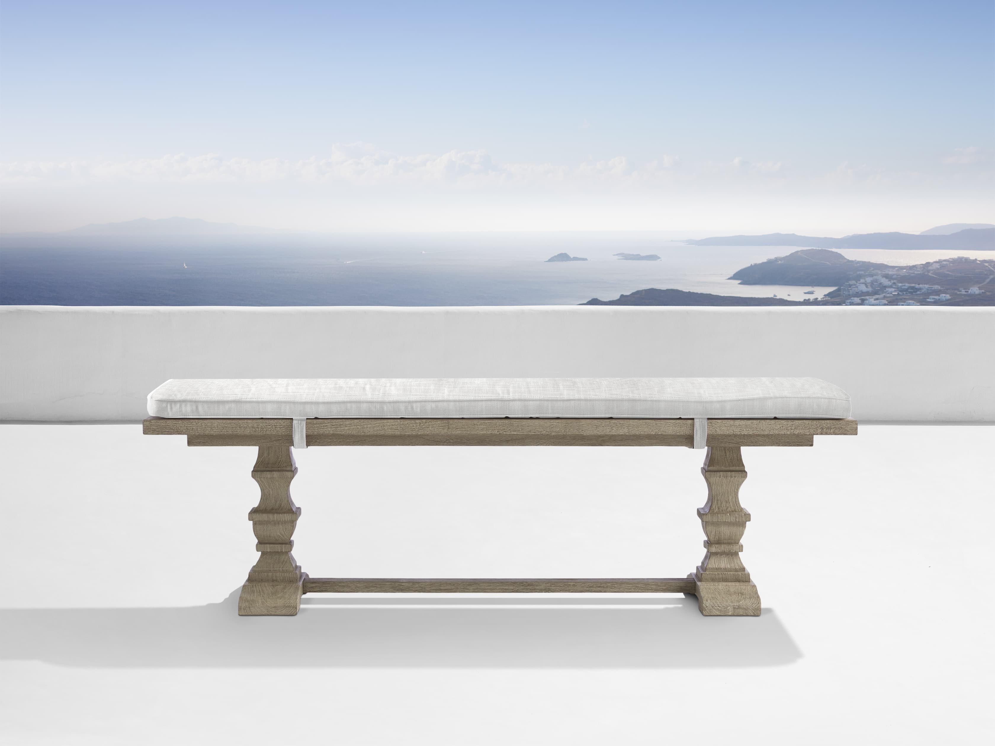 Hamptons Outdoor Dining Bench with Cushion