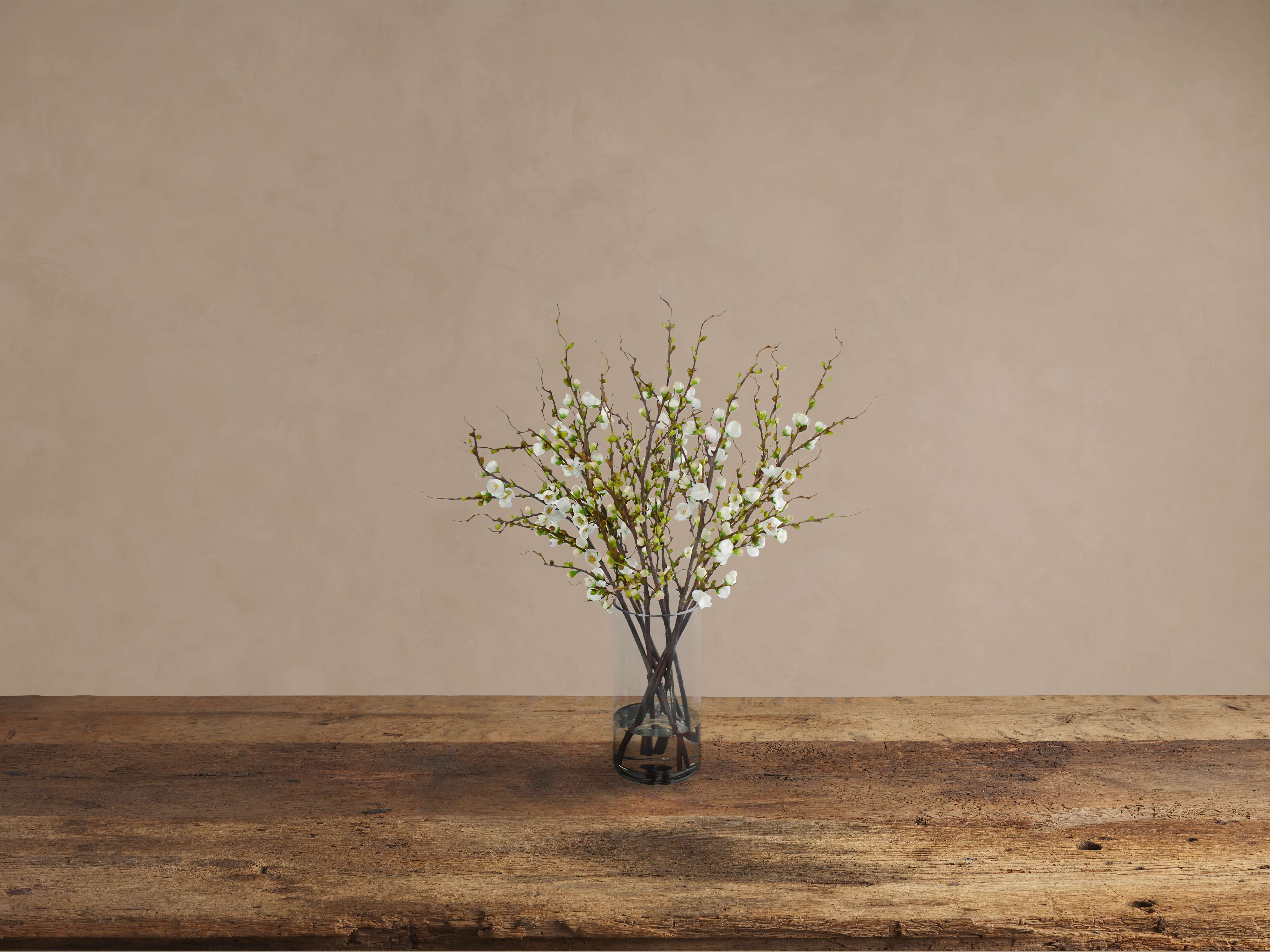 Faux Peach Blossom in Glass