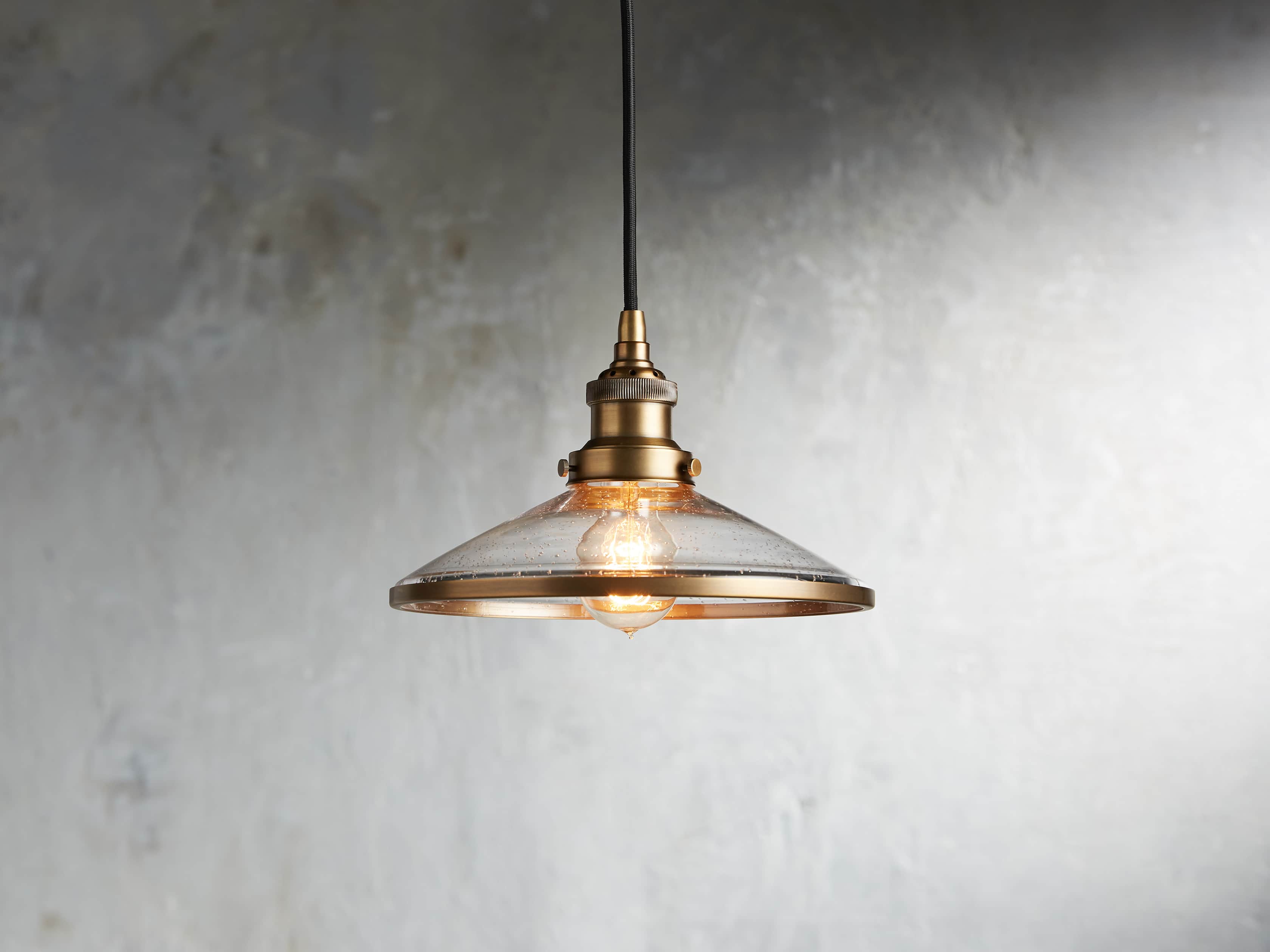 Industrial Flare Pendant in Antiqued Brass