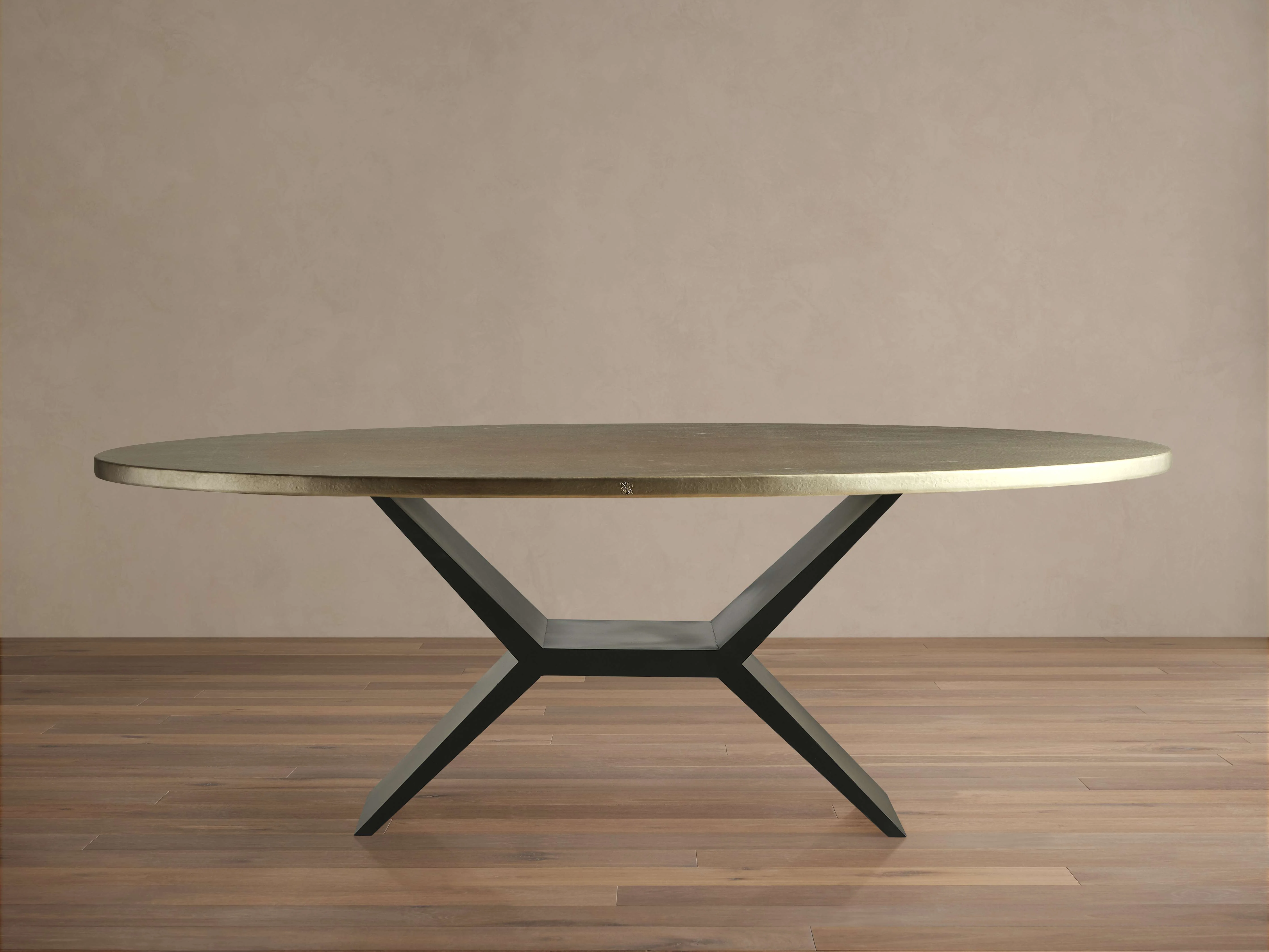 Recycled Metal Dining Table with Vertex Base