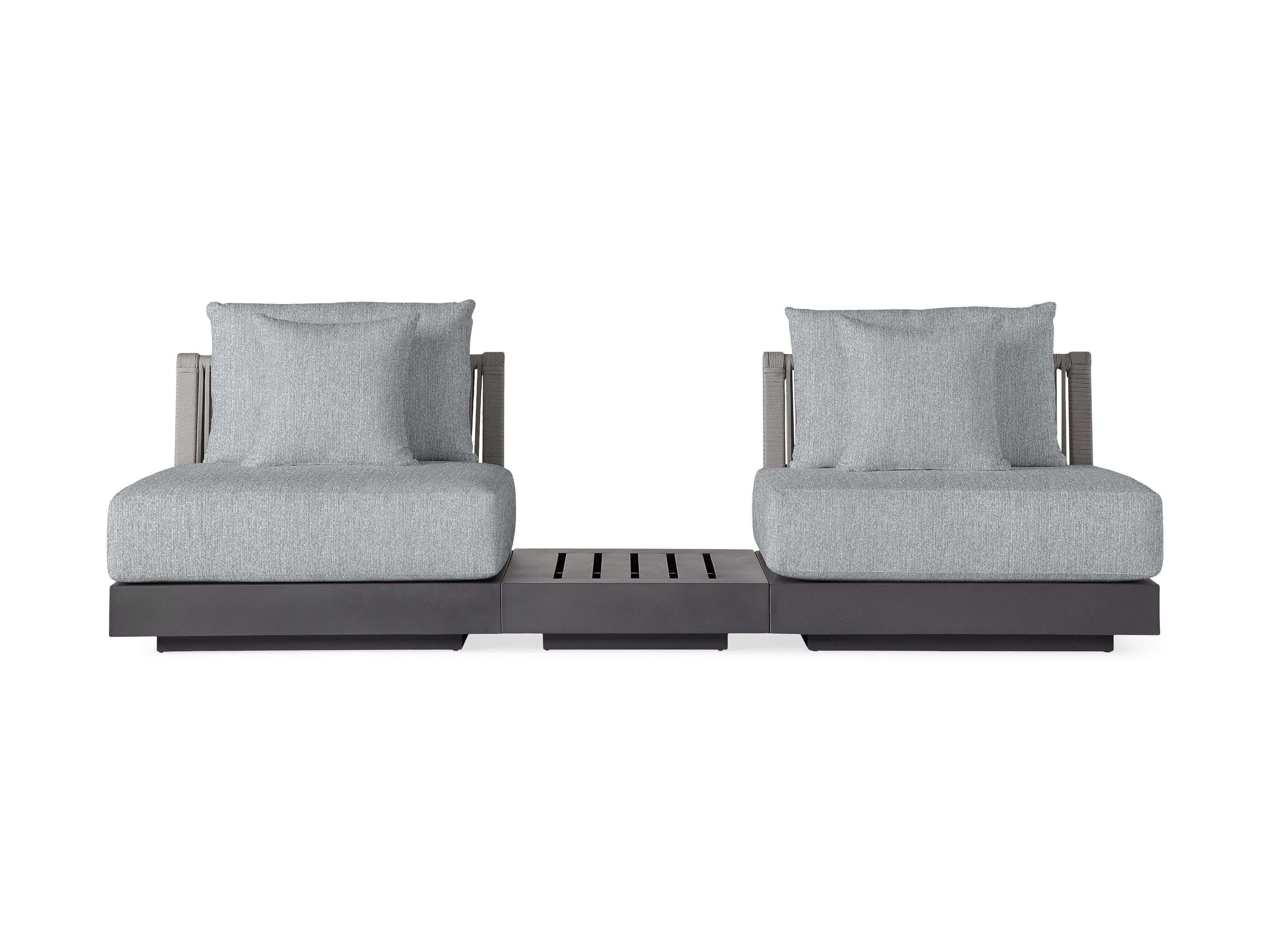 Naxos Outdoor Three-Piece Sectional with End Table