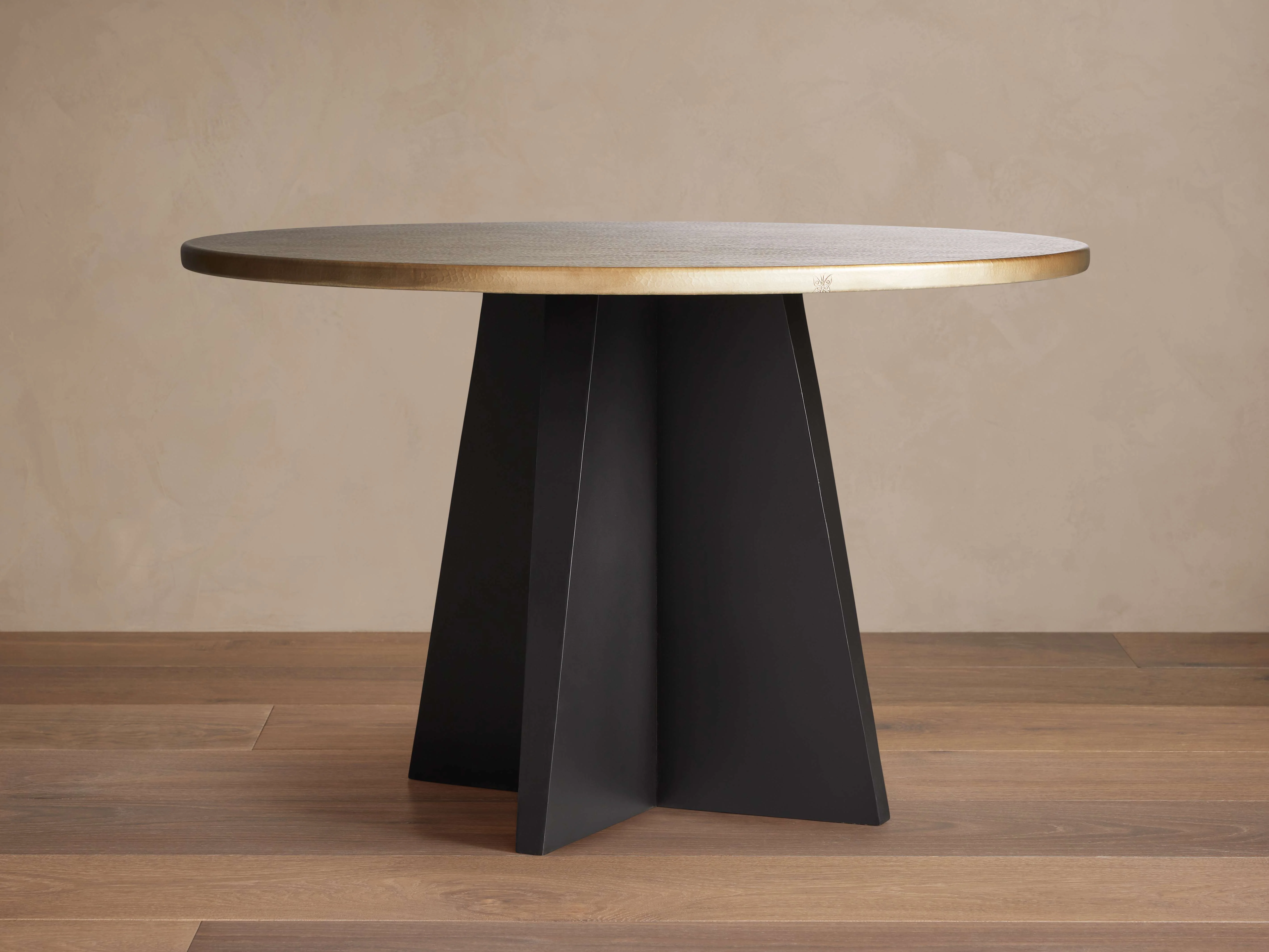 Recycled Metal Round Dining Table with Vertex Base