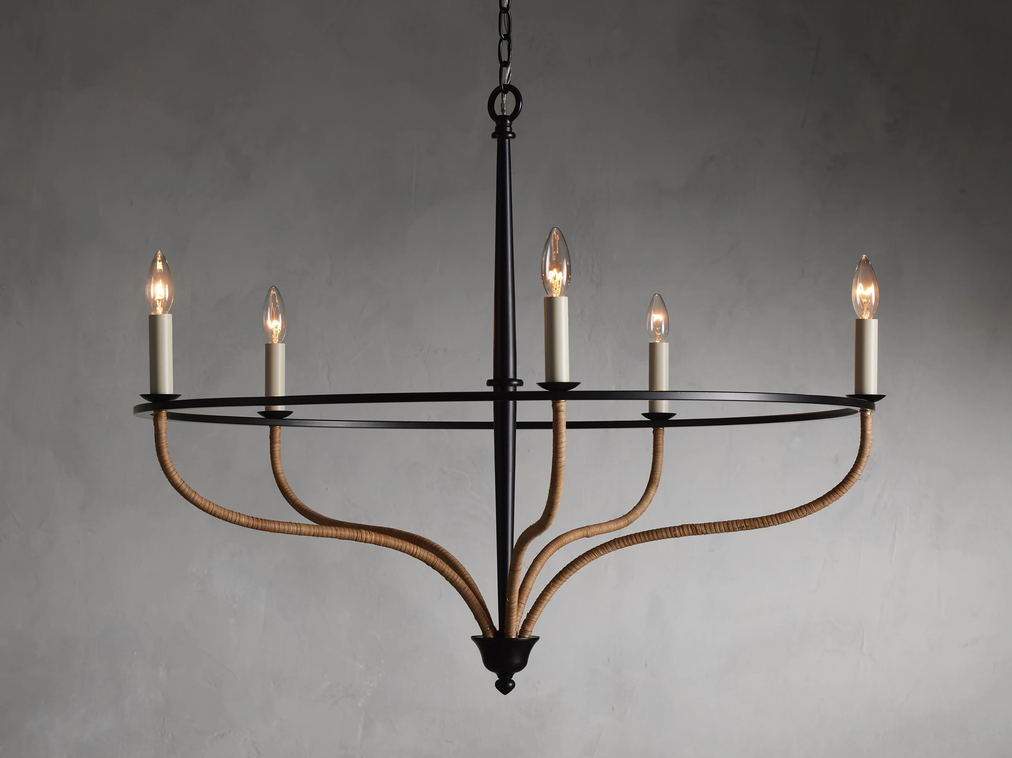 Rosalind Rattan Chandelier in Black