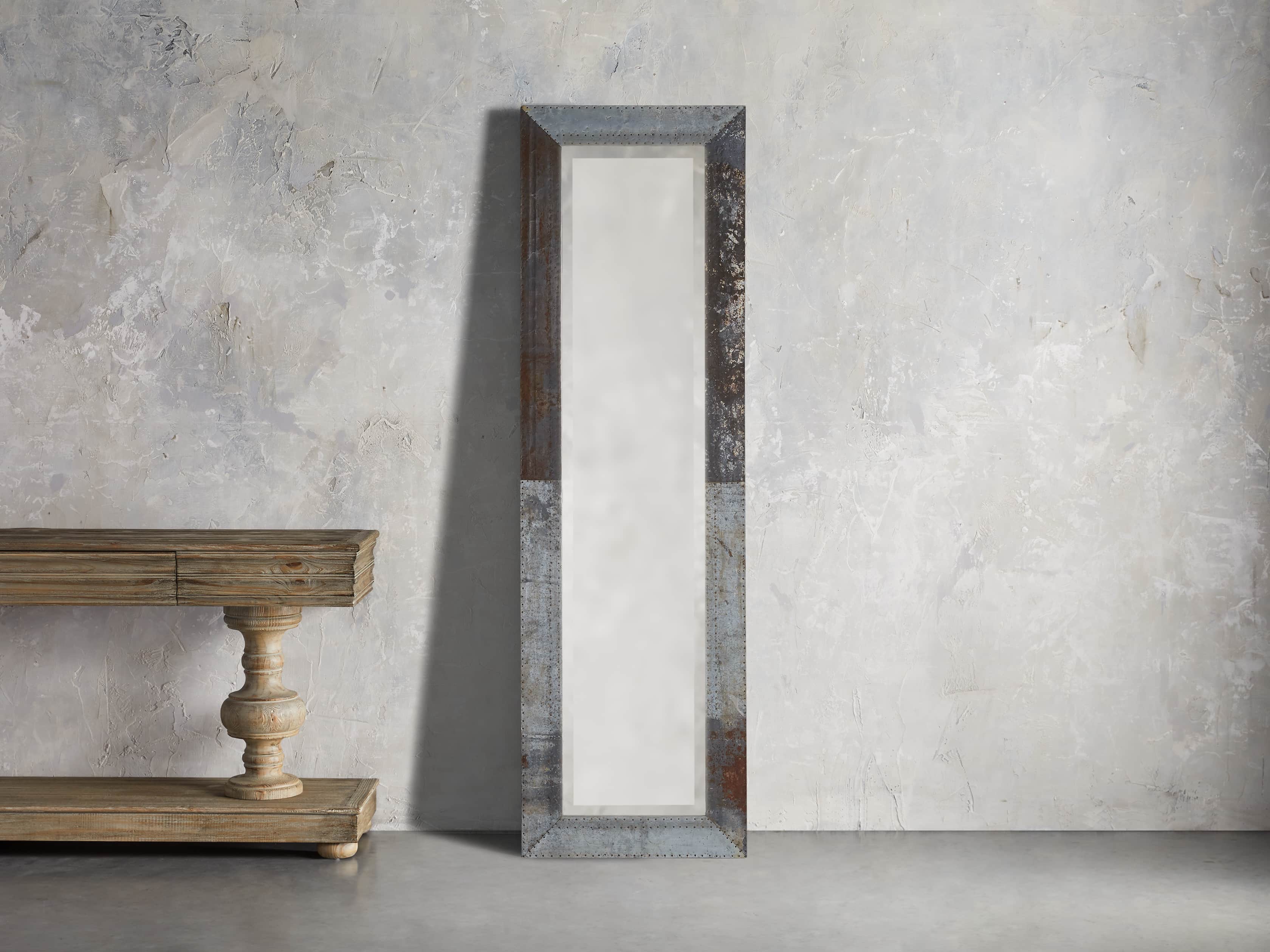 Caspian Narrow Floor Mirror in Iron