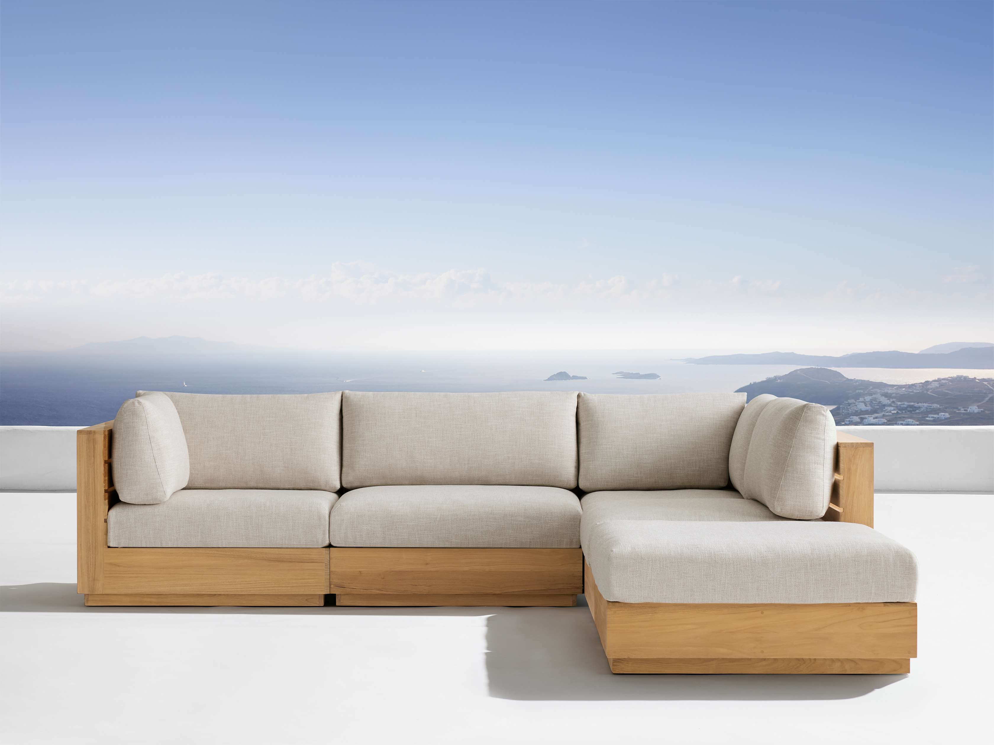 Bal Harbour Outdoor Teak Five-Piece Sectional with Ottoman