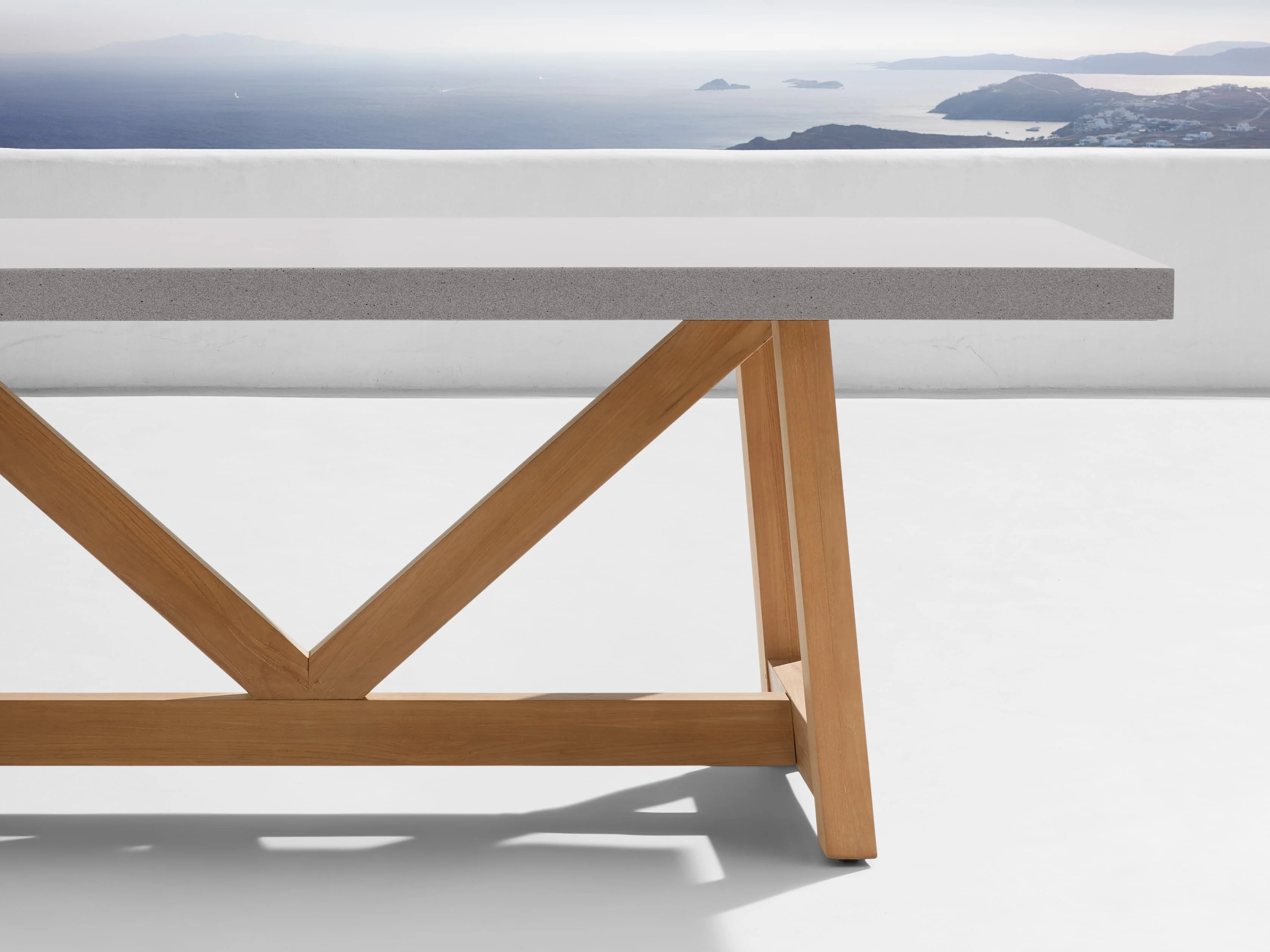 Outdoor Dining Table with French Beam Base