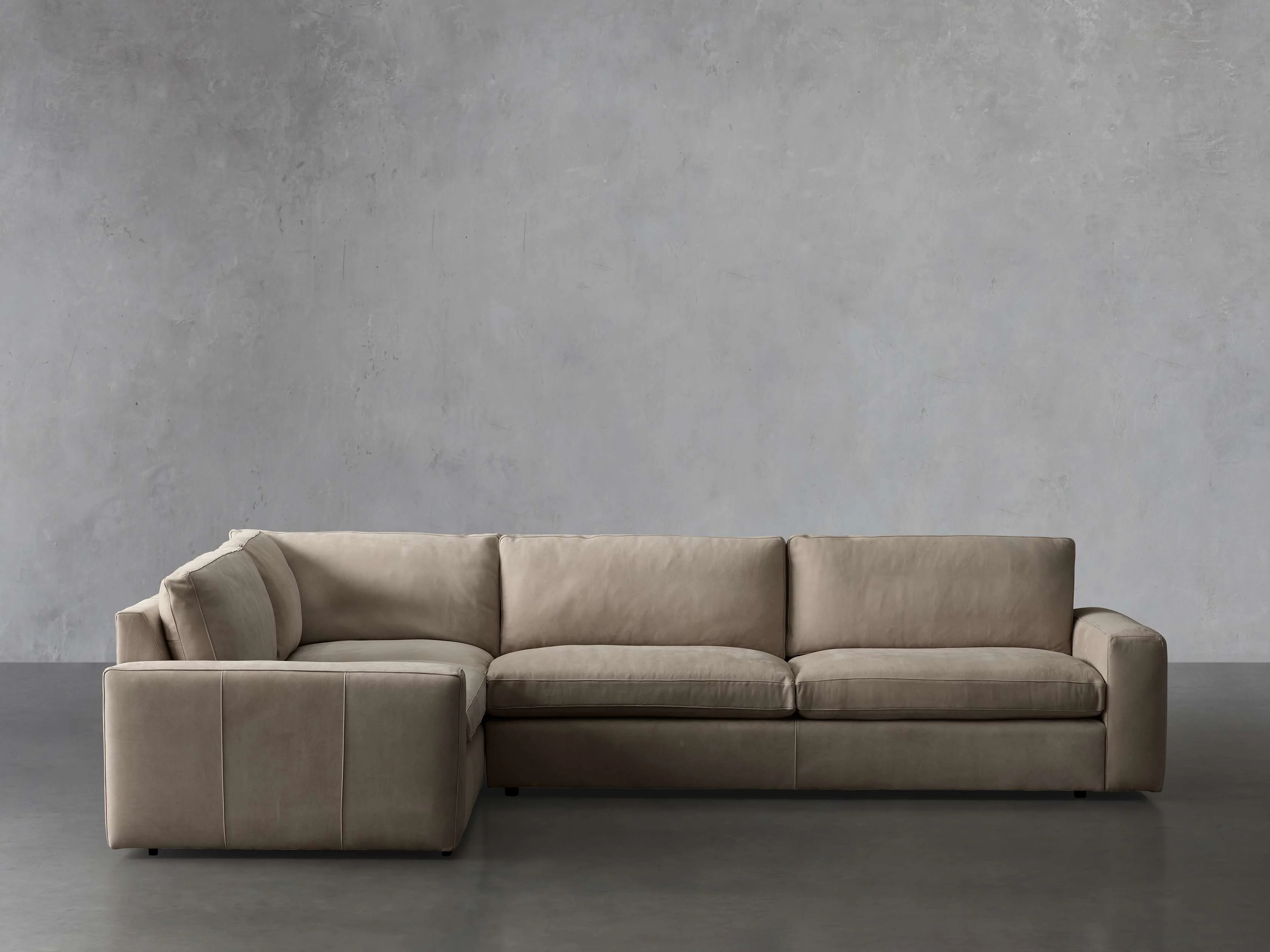 Kipton Wide Arm Nubuck Leather Two-Piece Sectional