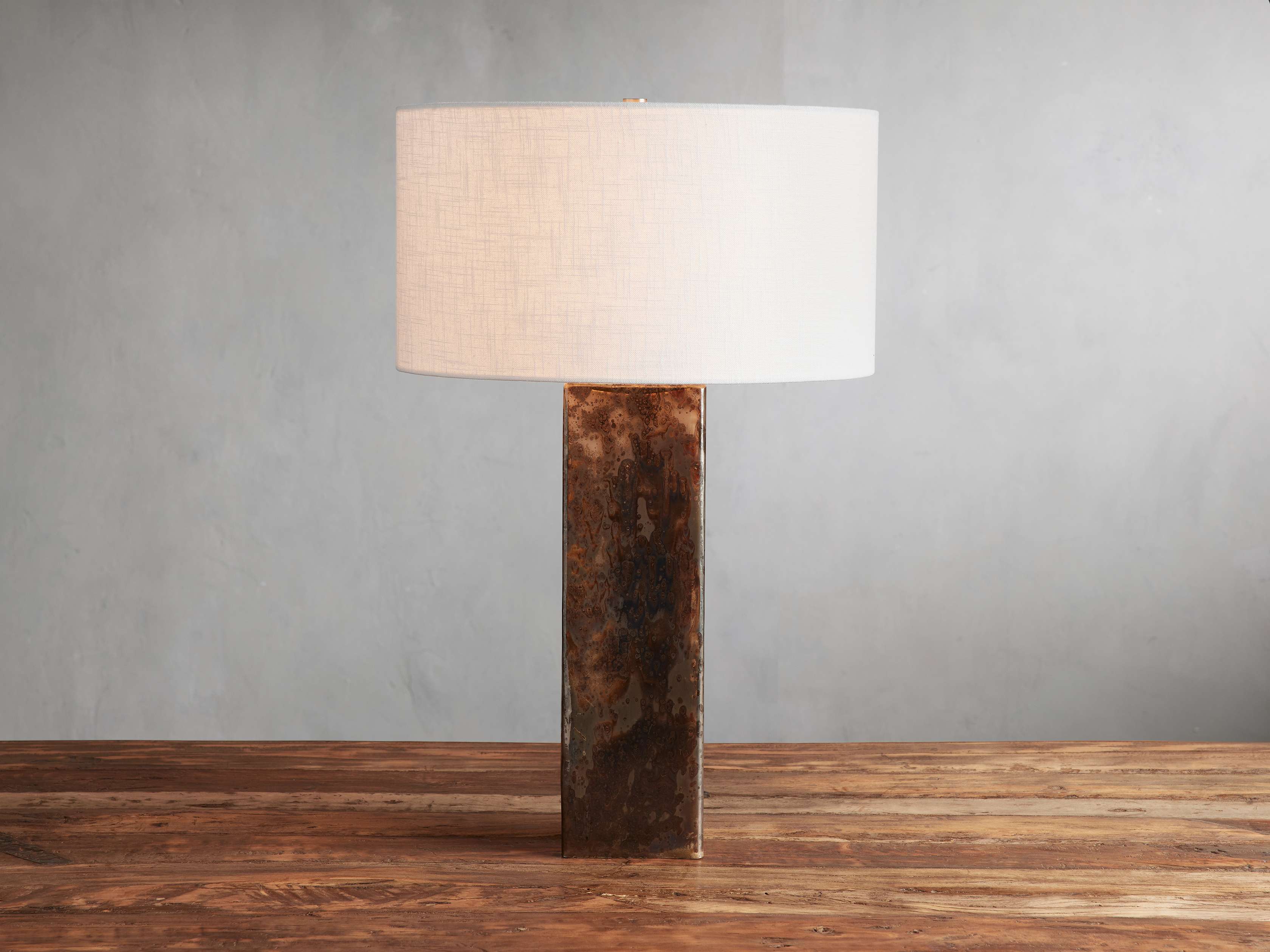 Adrano Table Lamp in Copper with Natural Shade