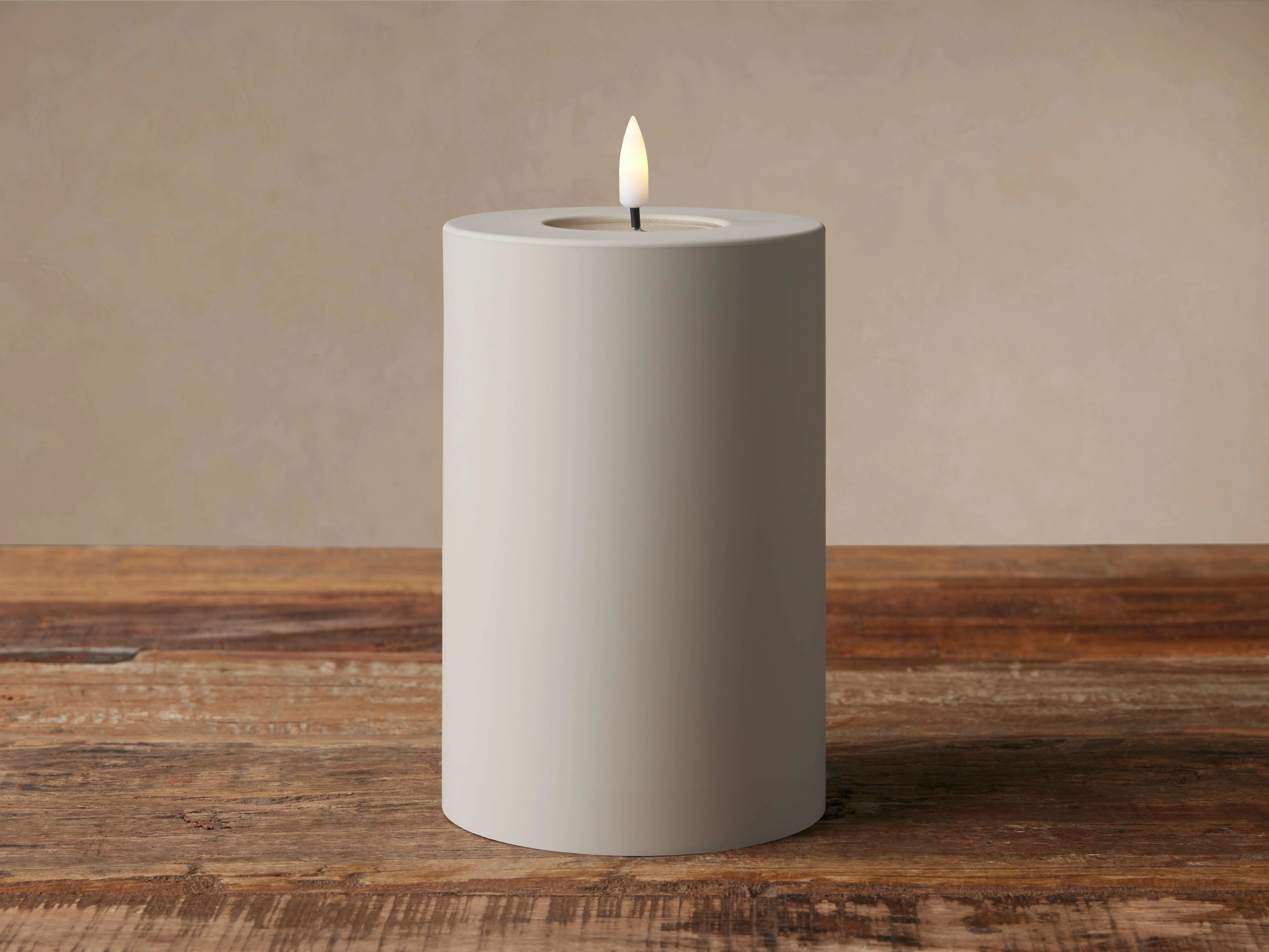 Matte Outdoor LED Candle in Taupe (Set of 2)