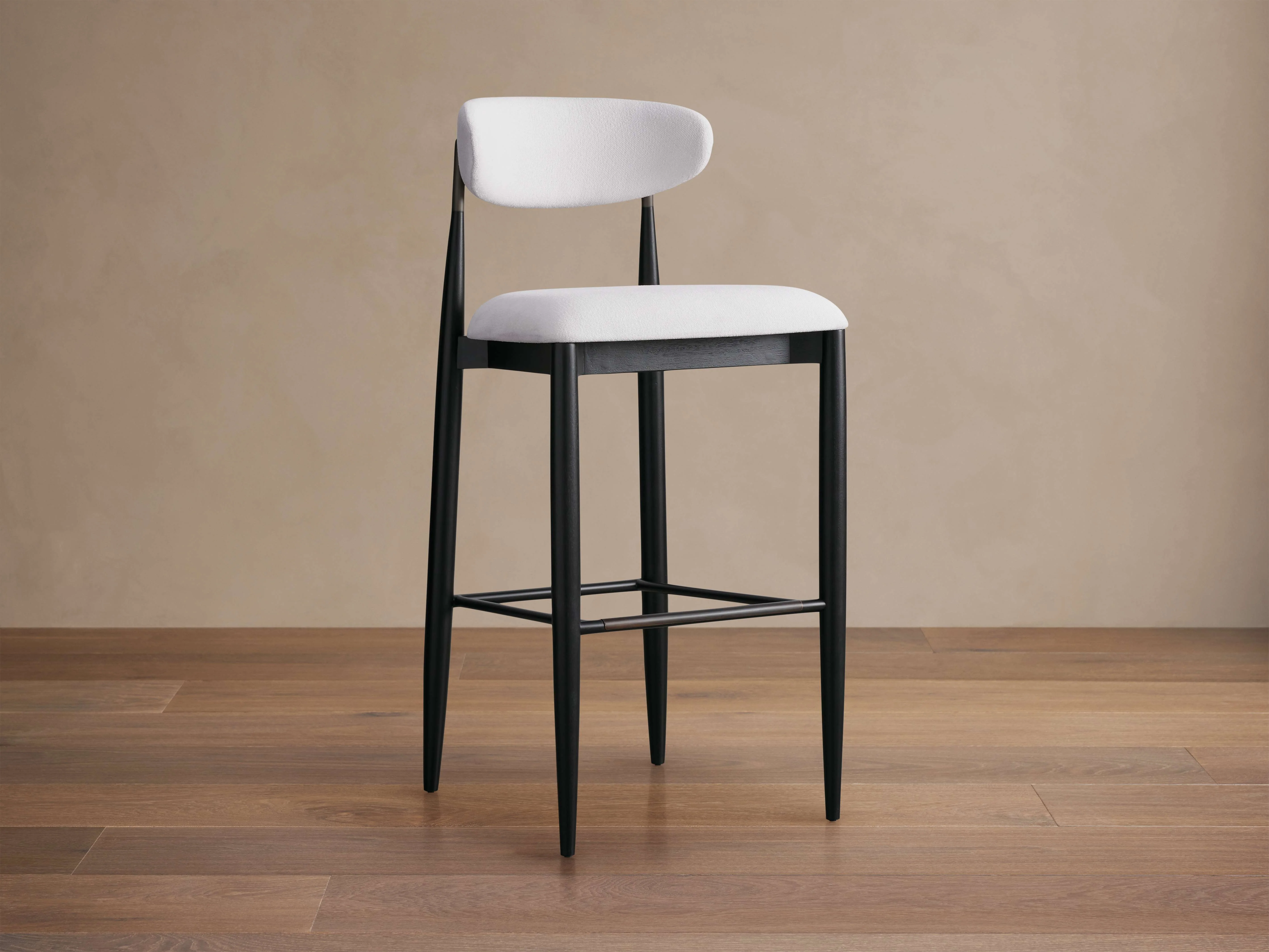 Jagger Armless Stool in Black with Antique Pewter