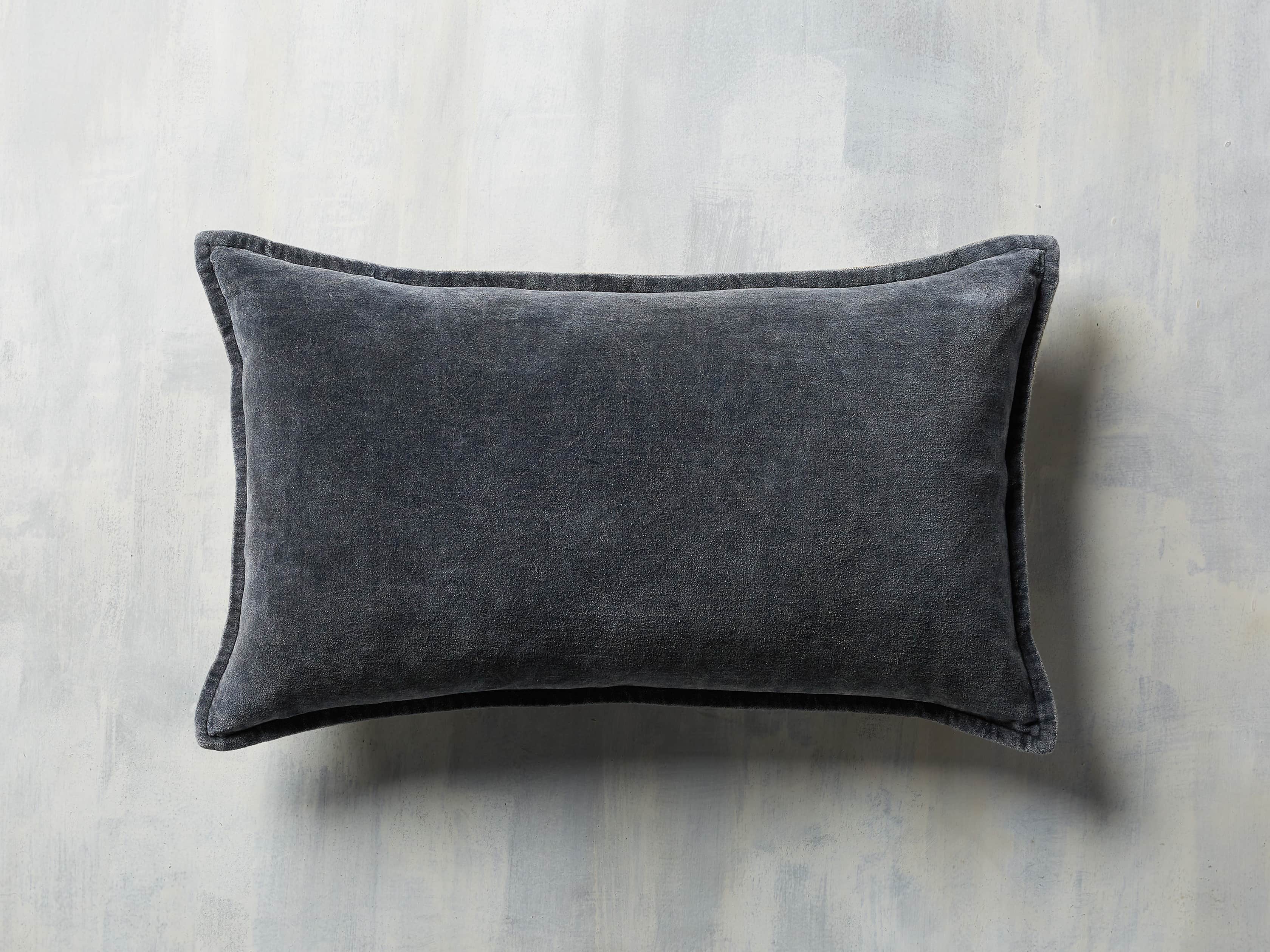 Stone Washed Velvet Lumbar Pillow in Indigo
