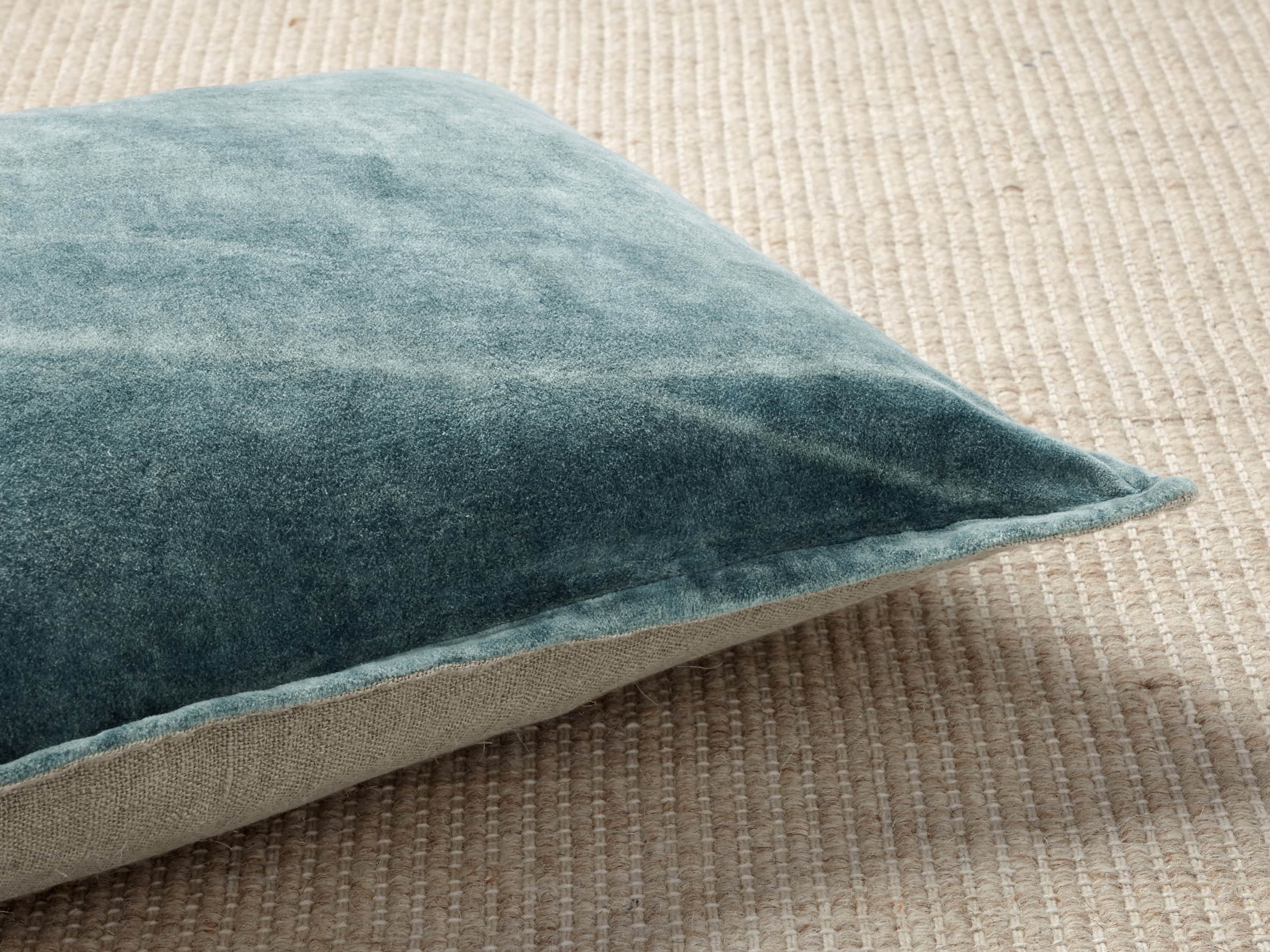 Stone Washed Velvet Lumbar Pillow Cover in Jade
